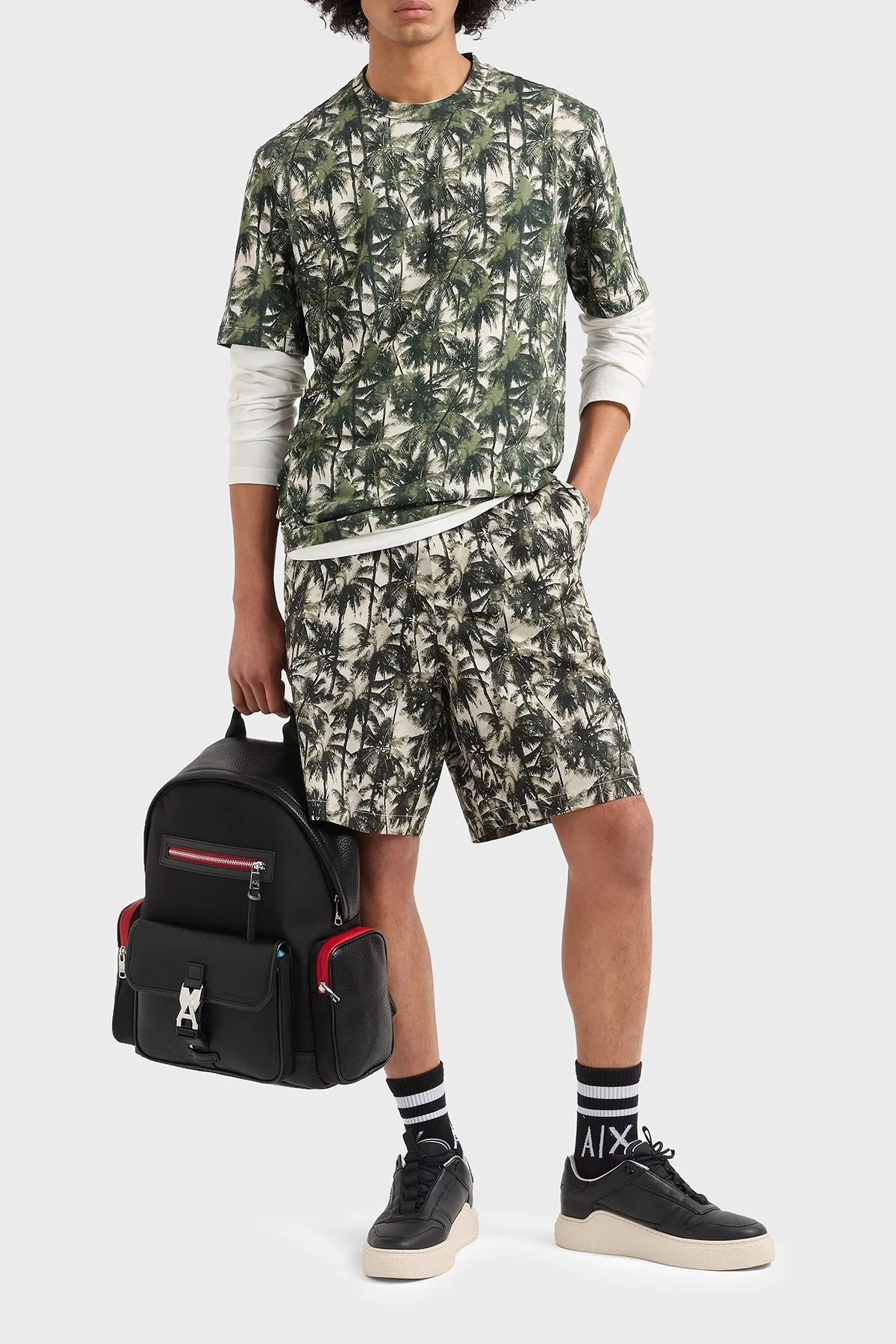 Armani Exchange Desenli % 100 Pamuk Regular Fit Normal Bel Erkek Short XM000427 AF14869 F0039 YEŞİL-BEYAZ - 7