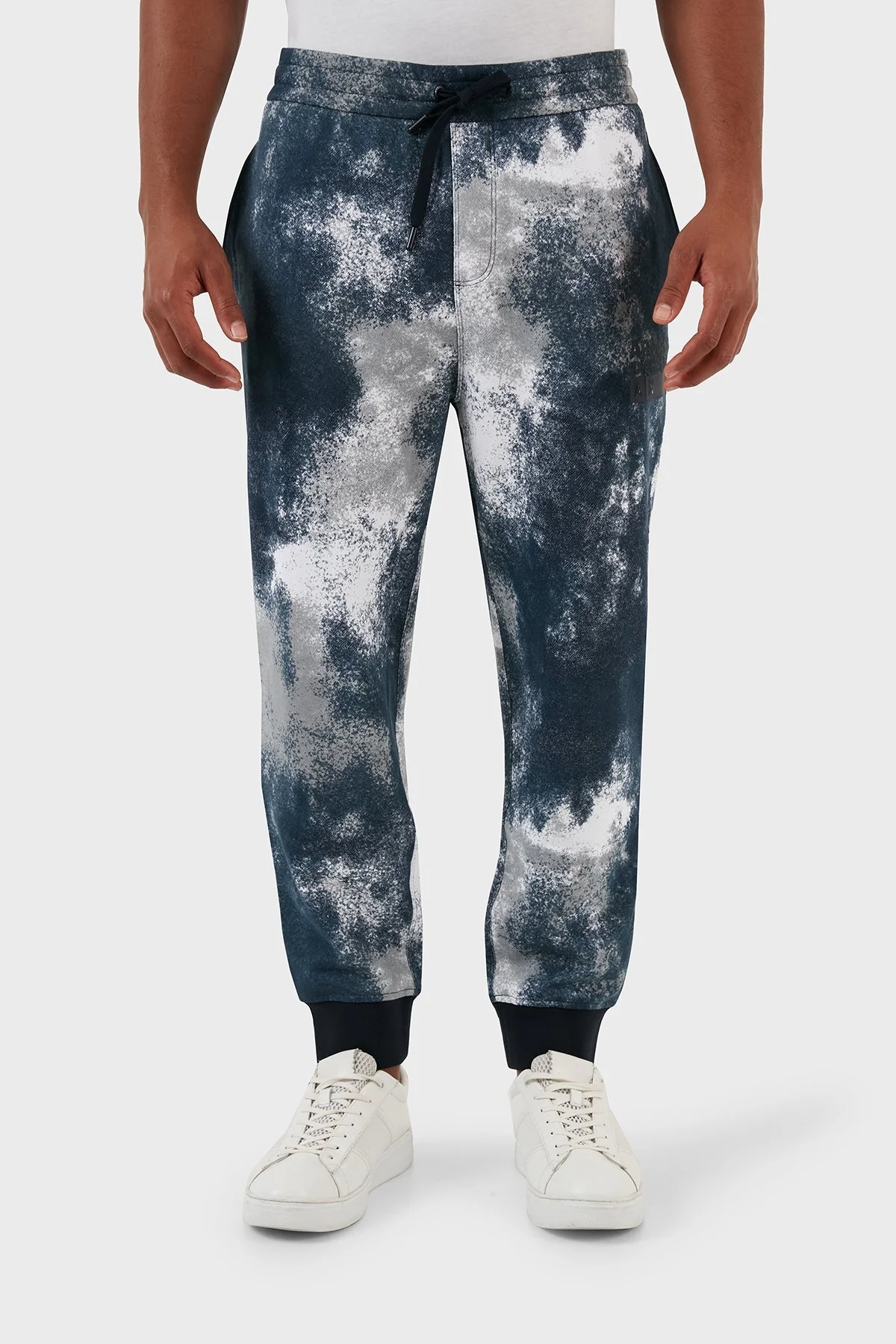 Armani Exchange Desenli Belden Bağlamalı Cepli Spor Erkek Pantolon 6RZPJK ZJDGZ 21CE BEYAZ-MAVİ - 8