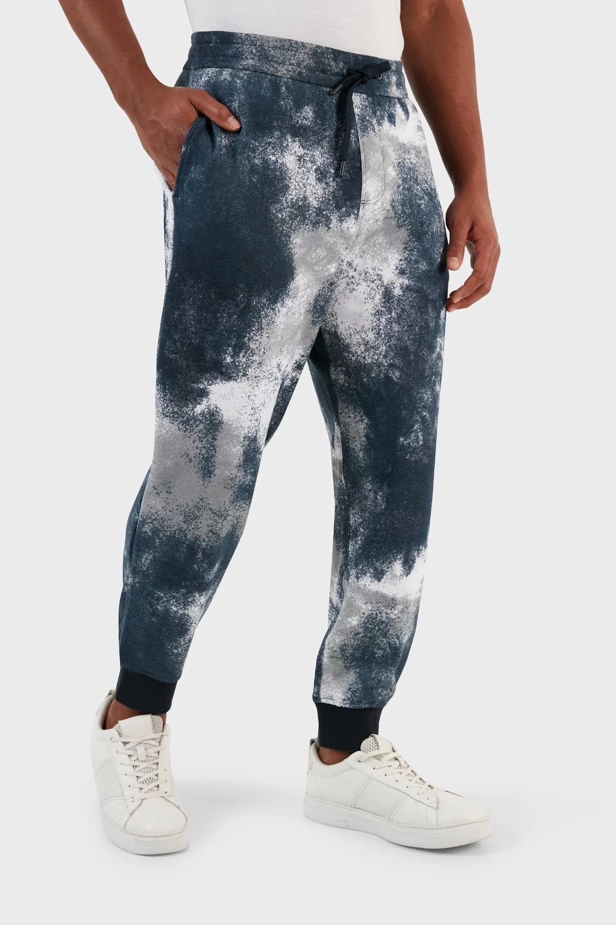 Armani Exchange Desenli Belden Bağlamalı Cepli Spor Erkek Pantolon 6RZPJK ZJDGZ 21CE BEYAZ-MAVİ - 9