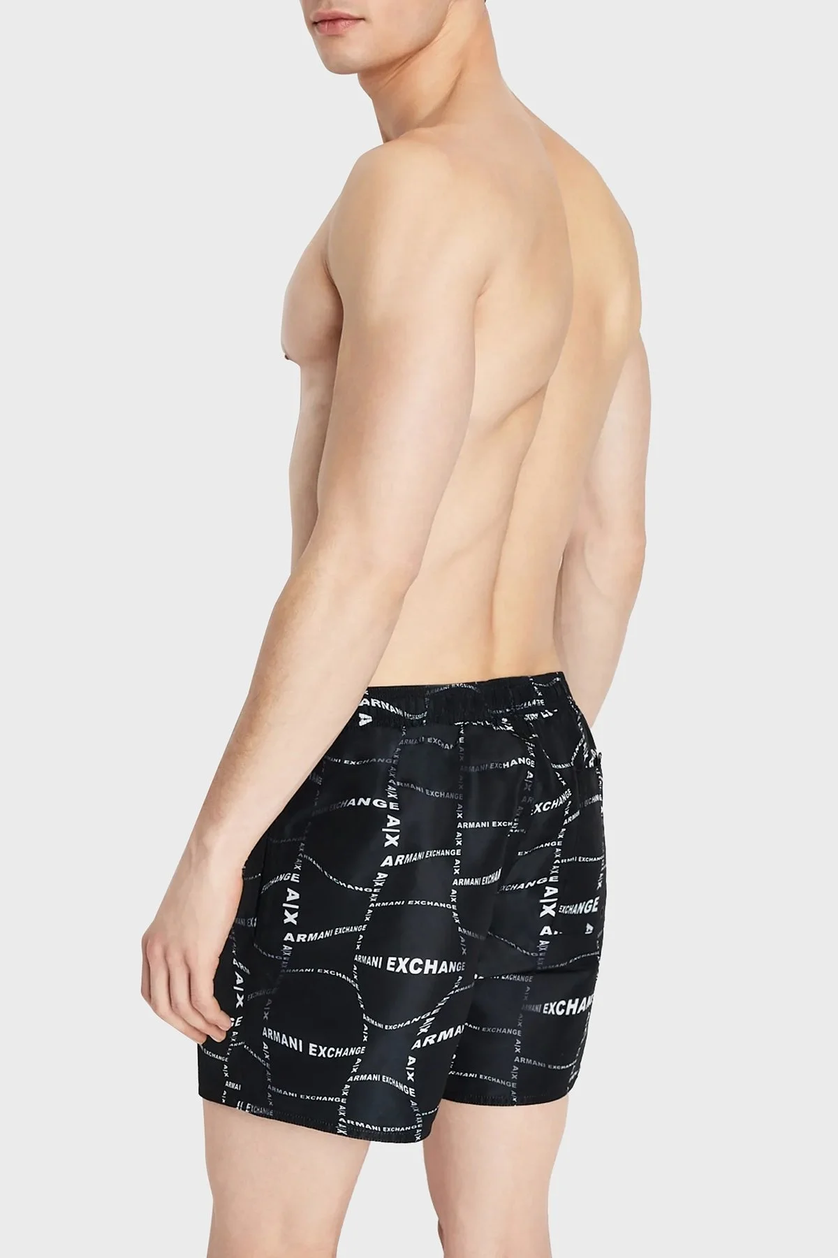 Armani Exchange Desenli Deniz Şortu Belden Bağlamalı Erkek Mayo Short 953001 3R624 27321 SİYAH - 2