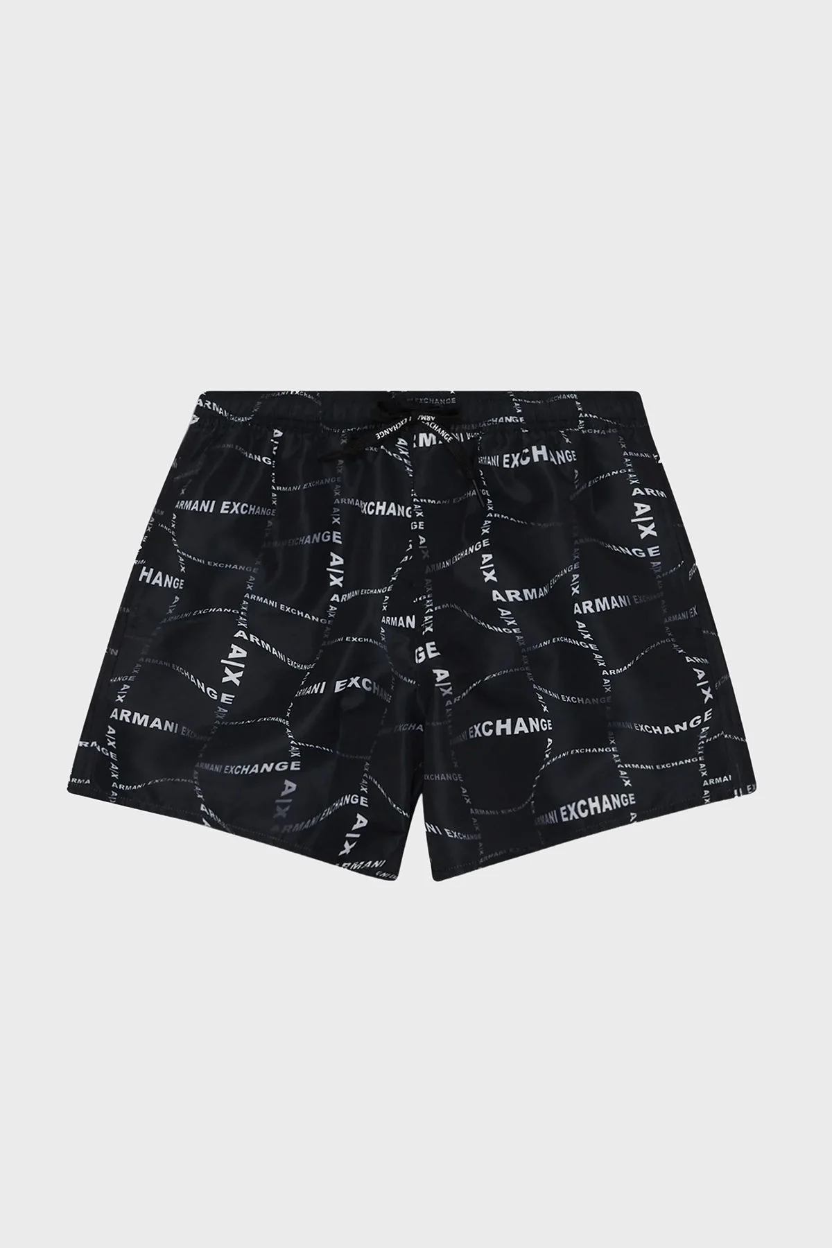 Armani Exchange Desenli Deniz Şortu Belden Bağlamalı Erkek Mayo Short 953001 3R624 27321 SİYAH - 3