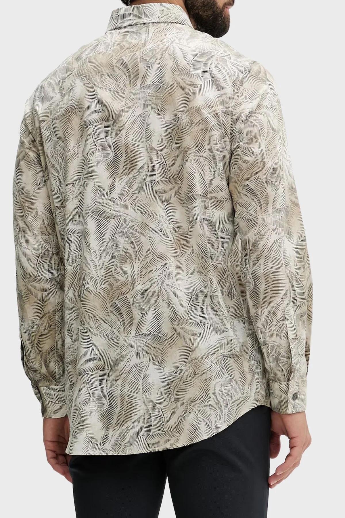 Armani Exchange Desenli Oversize Uzun Kollu Erkek Gömlek XM002290 AF22716 F1146 KREM - 3