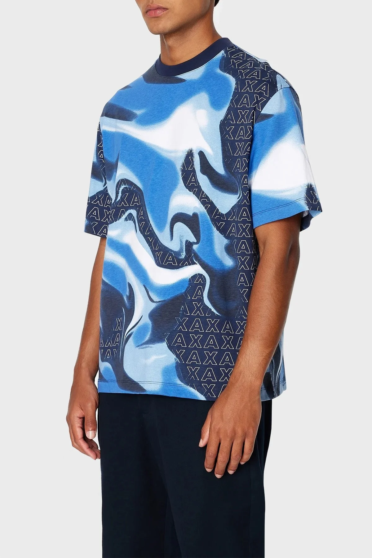 Armani Exchange Desenli Pamuklu Regular Fit Bisiklet Yaka Erkek T Shirt 6RZMHN ZJDHZ 25EA LACİVERT - 1