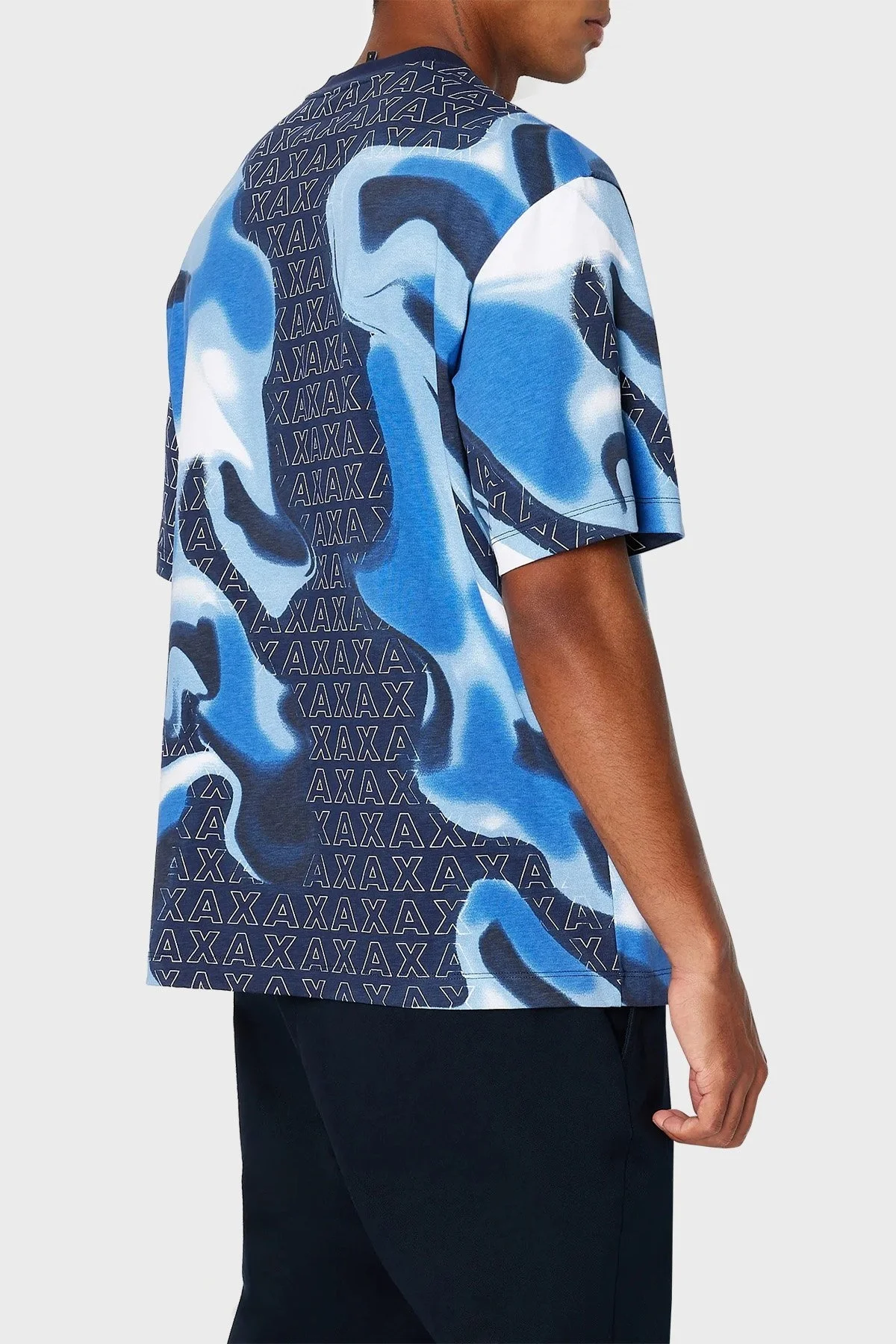 Armani Exchange Desenli Pamuklu Regular Fit Bisiklet Yaka Erkek T Shirt 6RZMHN ZJDHZ 25EA LACİVERT - 2