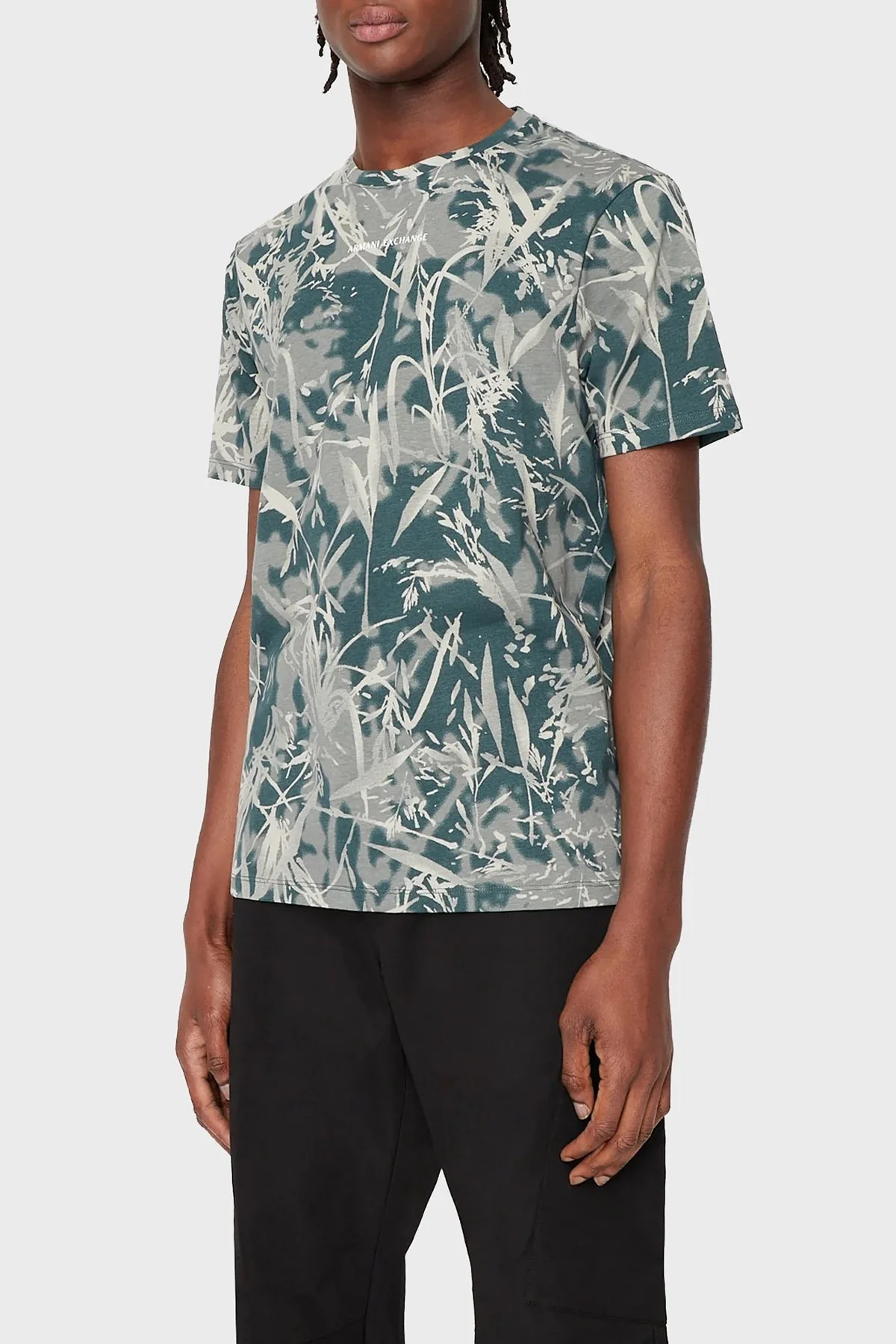 Armani Exchange Desenli Regular Fit Bisiklet Yaka % 100 Pamuk Erkek T Shirt 3RZTHU ZJ8EZ 8804 GRİ-YEŞİL - 1