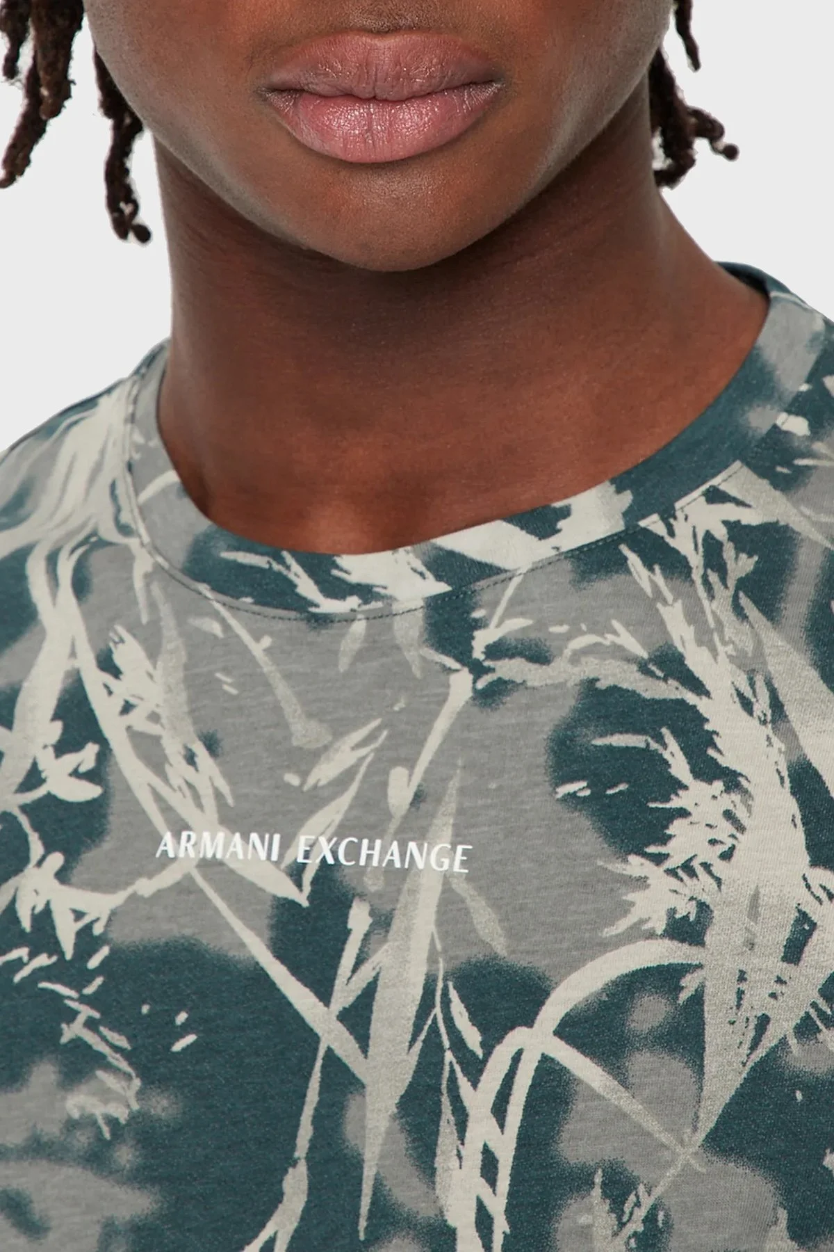 Armani Exchange Desenli Regular Fit Bisiklet Yaka % 100 Pamuk Erkek T Shirt 3RZTHU ZJ8EZ 8804 GRİ-YEŞİL - 3