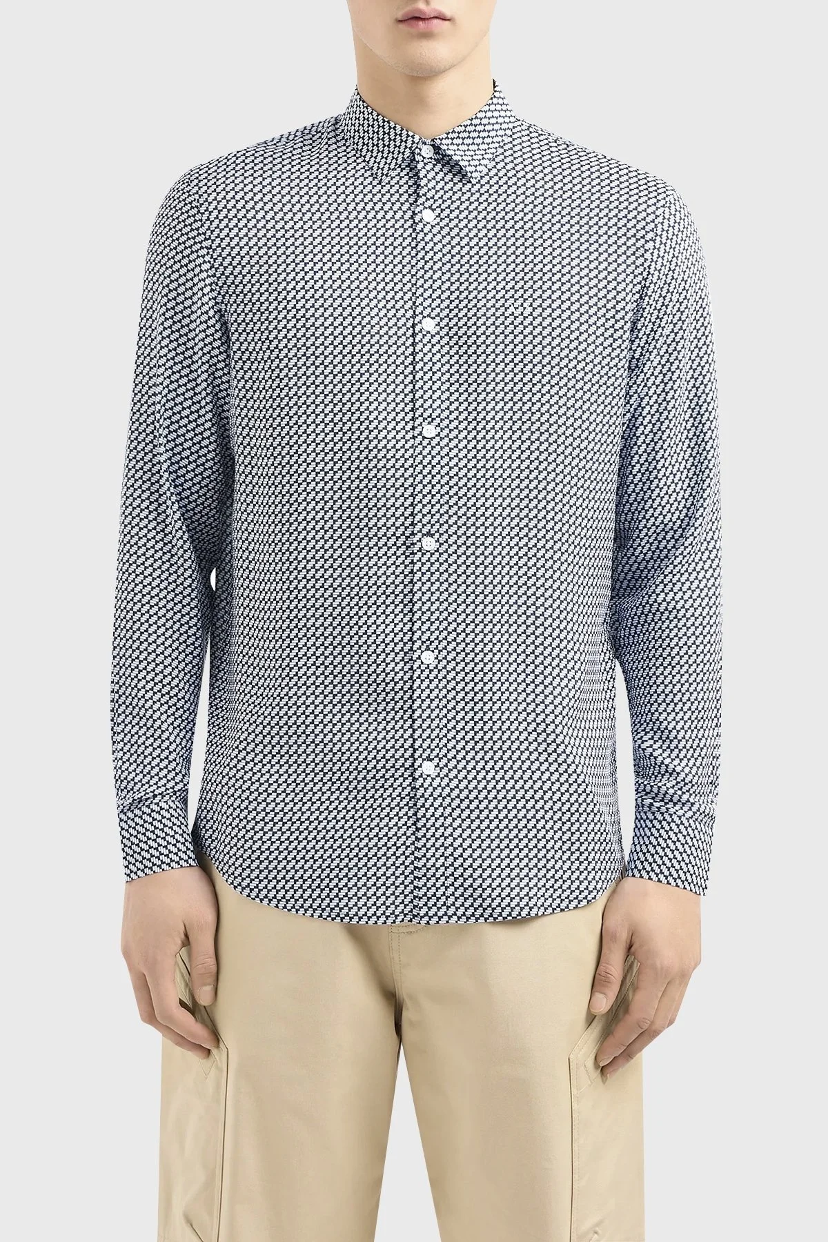 Armani Exchange Desenli Regular Fit Erkek Gömlek 3DZC48 ZNRNZ 71AZ LACİVERT - 1