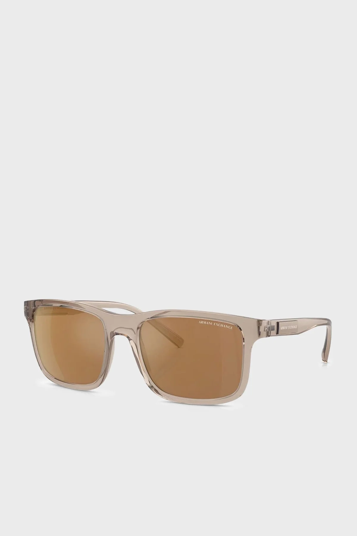 Armani Exchange Dikdörtgen Güneş Erkek Gözlük 0AX4145S 83445A 57 Parlak Şeffaf Kahve-Kahve Ayna - 1