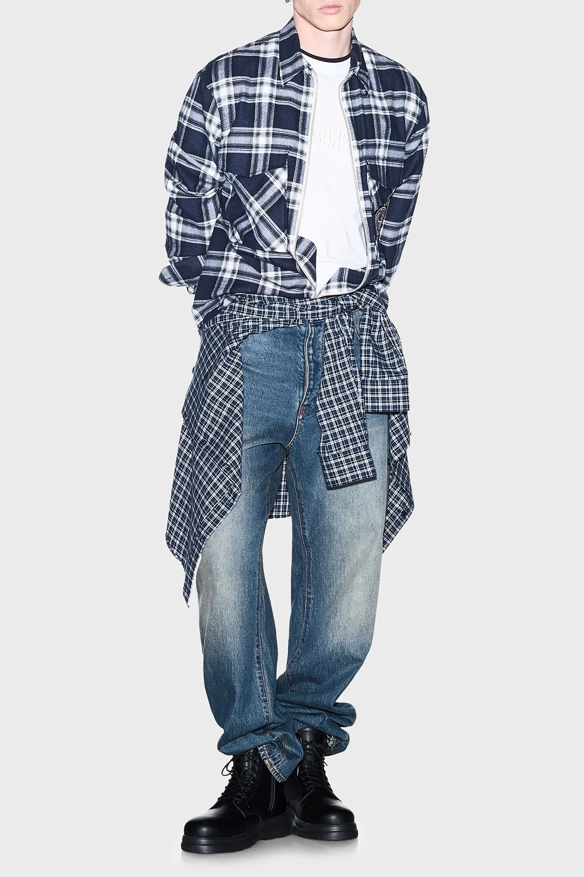 Armani Exchange Ekoseli Oversize Fit Uzun Kollu Erkek Gömlek XM003255 AF27138 FB529 Lacivert - 2