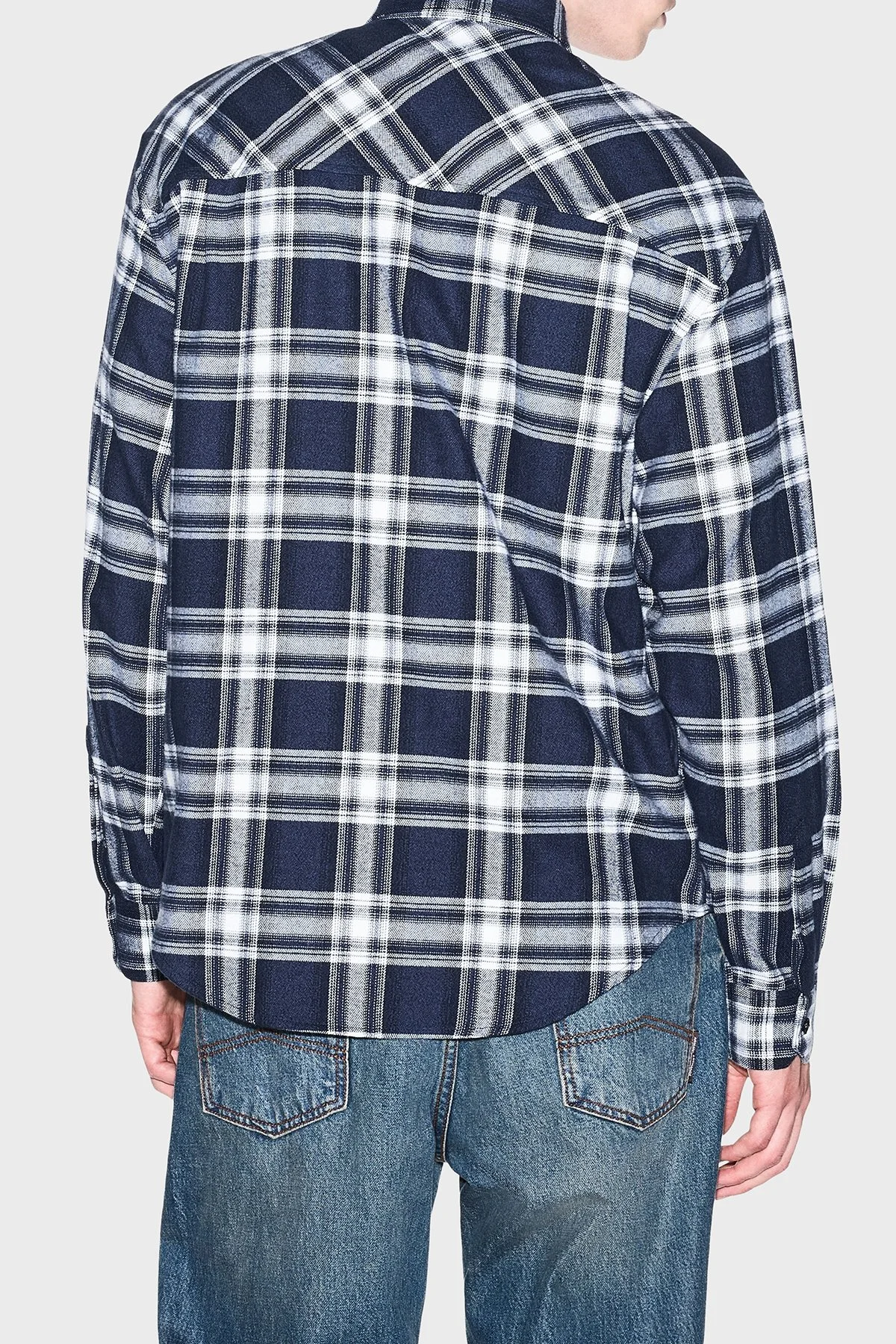 Armani Exchange Ekoseli Oversize Fit Uzun Kollu Erkek Gömlek XM003255 AF27138 FB529 Lacivert - 3