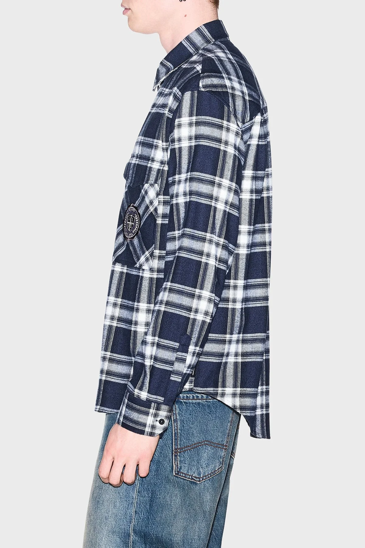 Armani Exchange Ekoseli Oversize Fit Uzun Kollu Erkek Gömlek XM003255 AF27138 FB529 Lacivert - 4