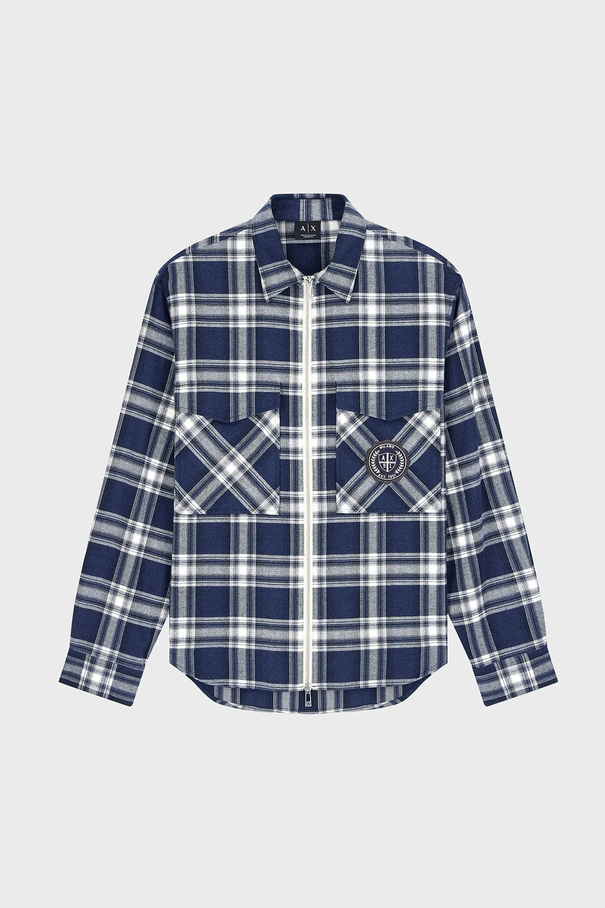 Armani Exchange Ekoseli Oversize Fit Uzun Kollu Erkek Gömlek XM003255 AF27138 FB529 Lacivert - 6