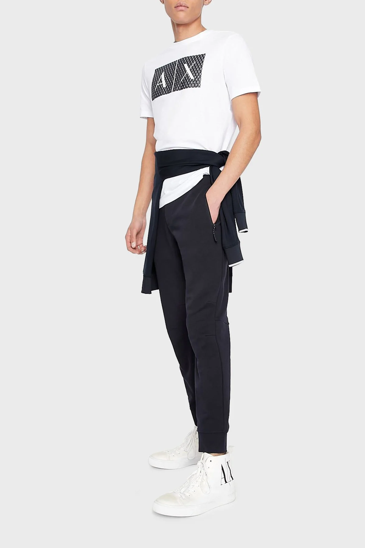 Armani Exchange 100% Cotton Regular Fit Jogger Casual Men’s Sweatpants 8NZP73 ZJKRZ 1510 Navy - 7