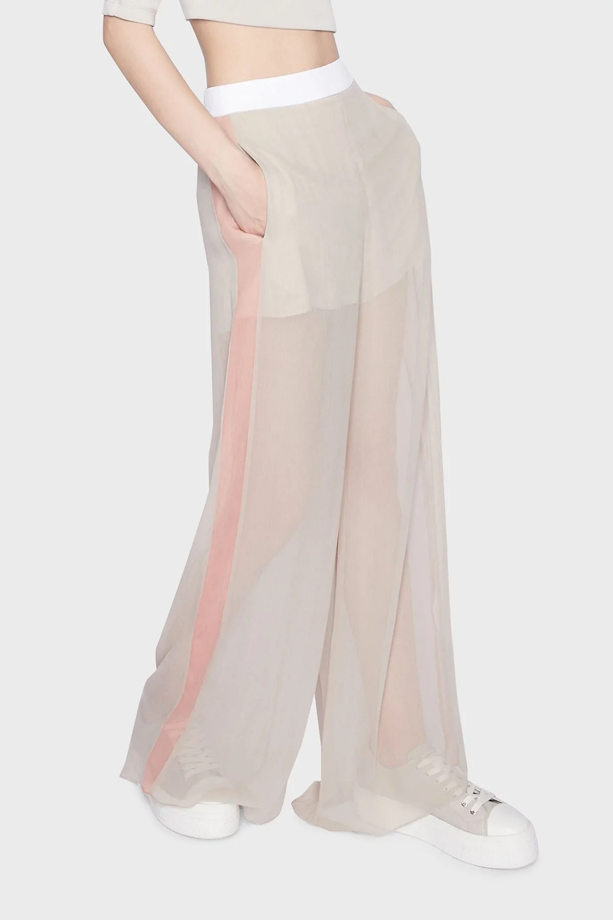 Armani Exchange Elastik Bel Bantlı Cepli Şifon Bayan Pantolon 3RYP03 YN6FZ 2792 BEJ - 3