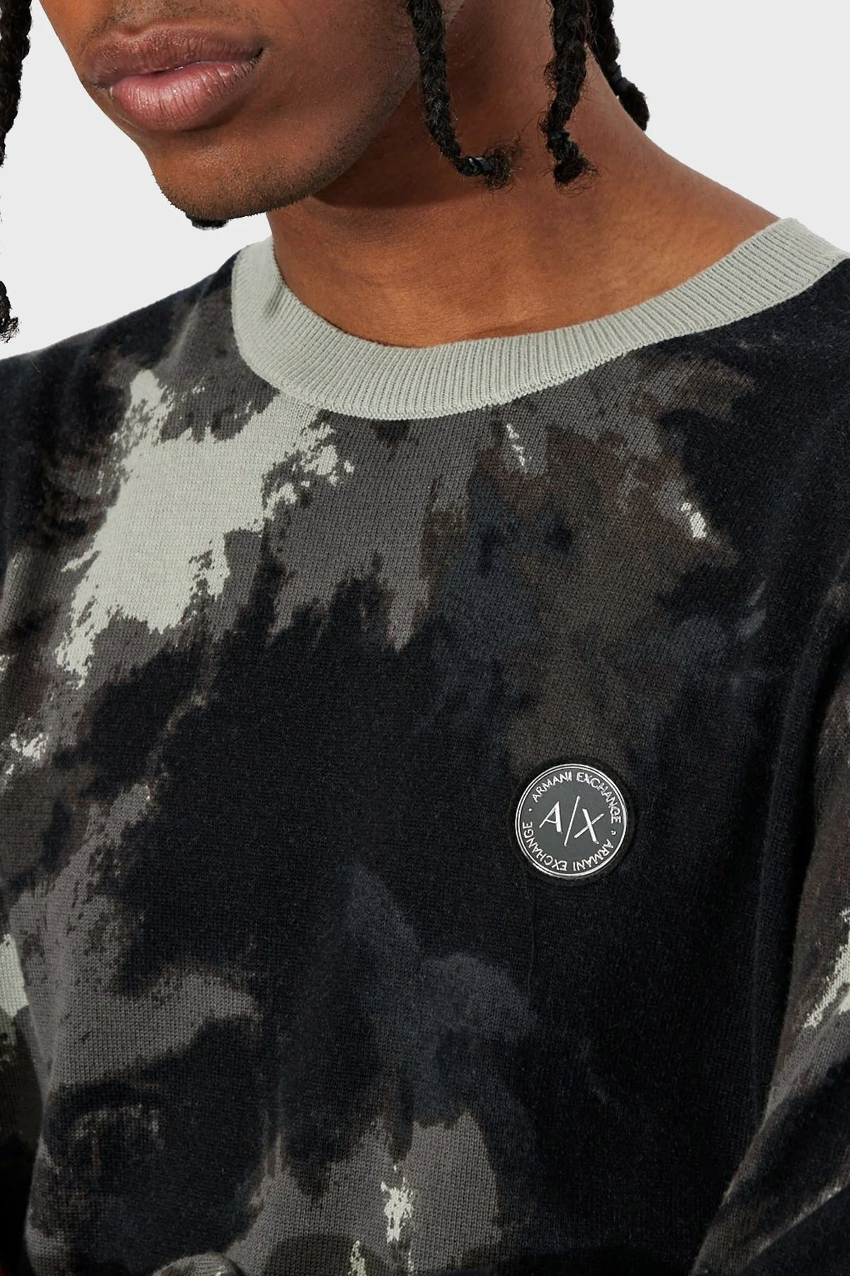 Armani Exchange Logolu % 100 Pamuk Regular Fit Erkek Kazak 6KZM1R ZMX8Z 2208 SİYAH-GRİ - 2