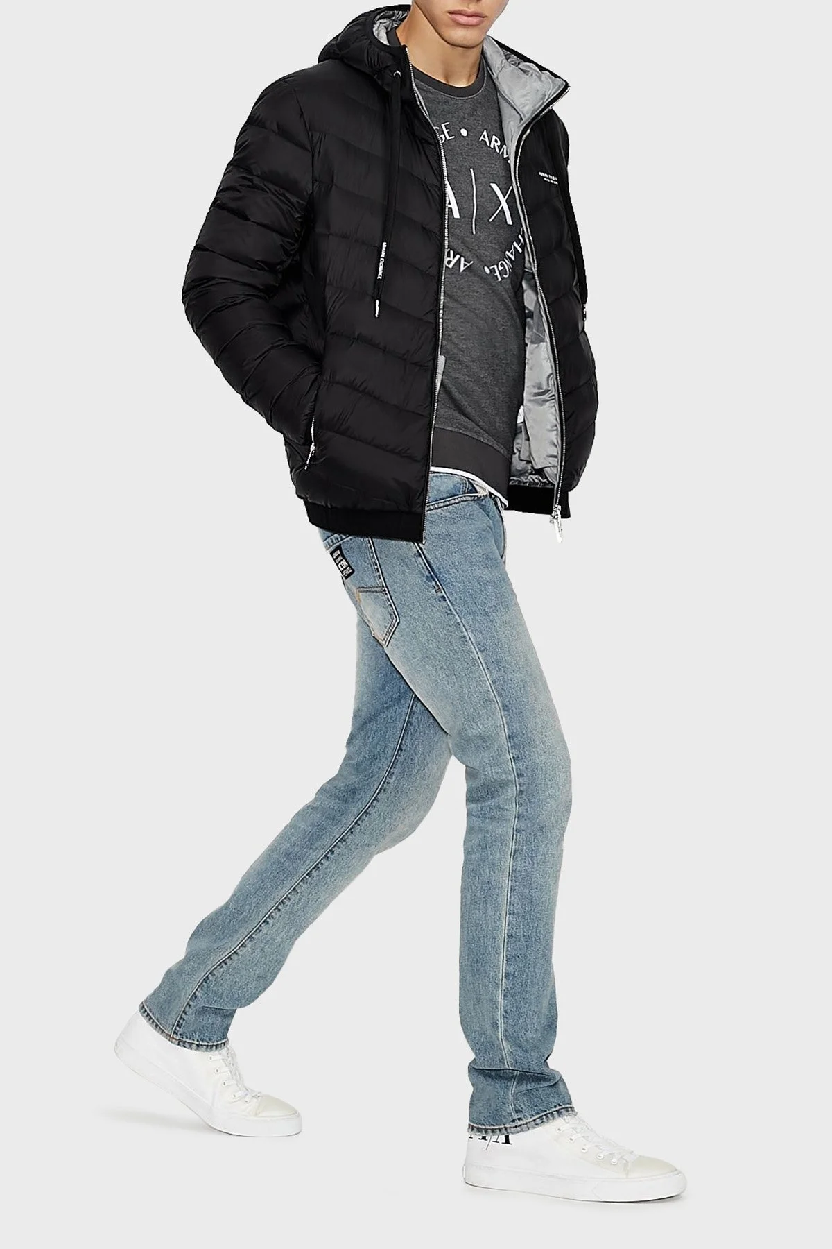 Armani Exchange Logolu Kaz Tüyü Dolgulu Kapüşonlu Regular Fit Erkek Mont 8NZB53 ZNW3Z 0217 SİYAH - 3