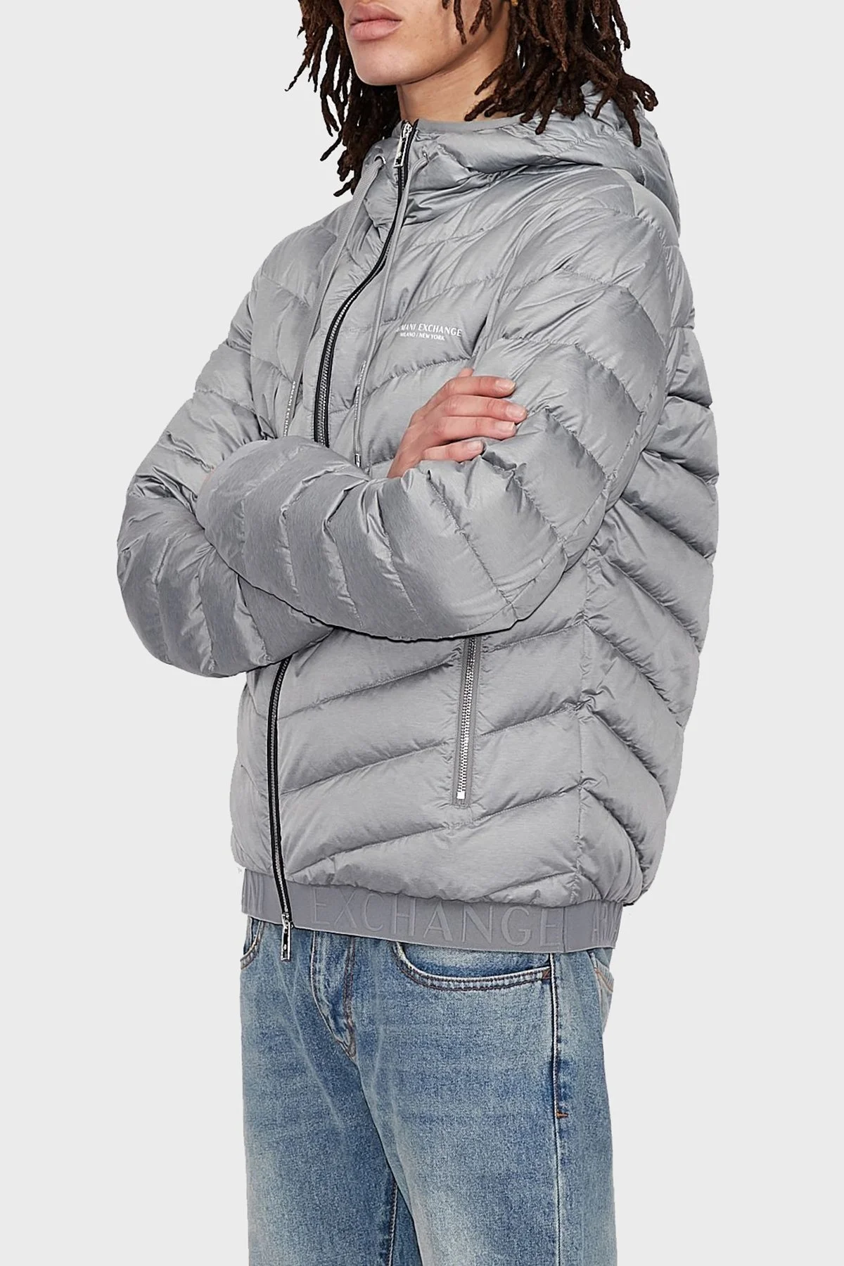 Armani Exchange Logolu Kaz Tüyü Dolgulu Regular Fit Şişme Erkek Mont 8NZB53 ZNW3Z 0902 GRİ - 1
