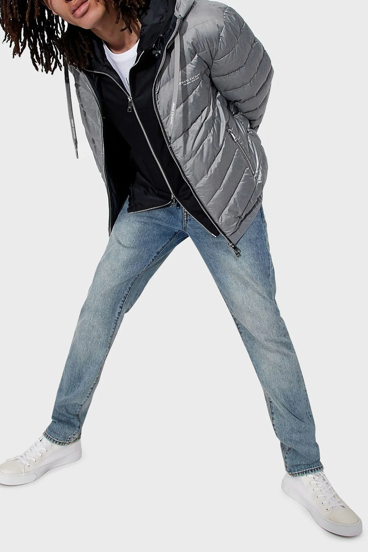 Armani Exchange Logolu Kaz Tüyü Dolgulu Regular Fit Şişme Erkek Mont 8NZB53 ZNW3Z 0902 GRİ - 4