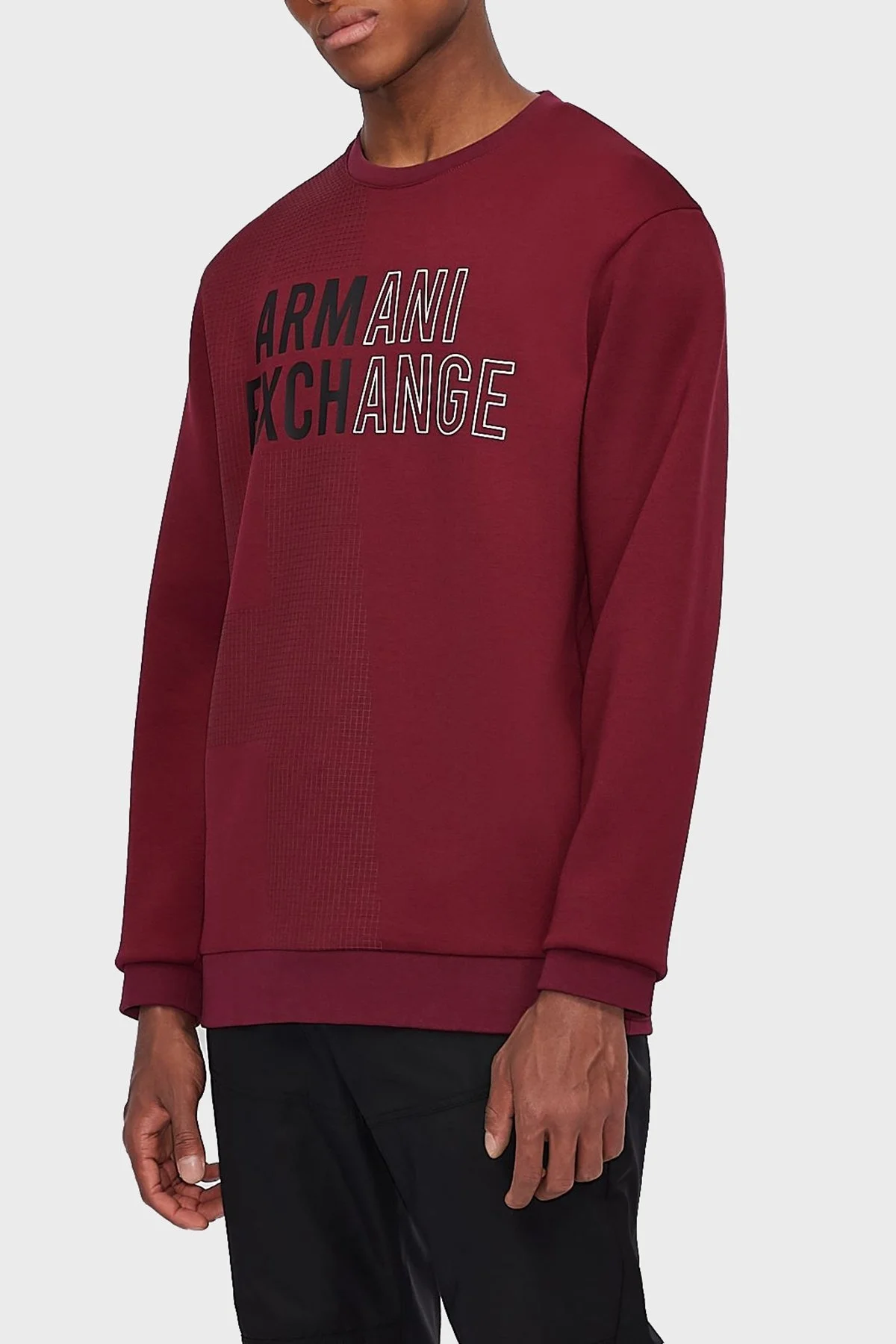 Armani Exchange Logolu Bisiklet Yaka Erkek Sweat 6KZMFA ZJY1Z 6452 BORDO - 1