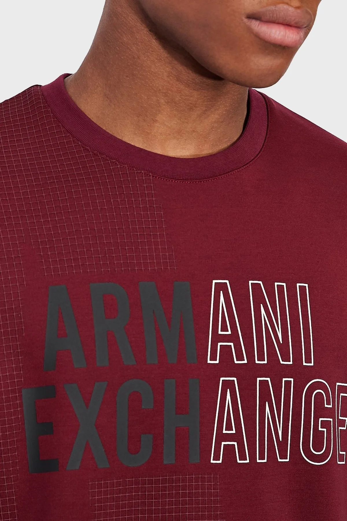 Armani Exchange Logolu Bisiklet Yaka Erkek Sweat 6KZMFA ZJY1Z 6452 BORDO - 2