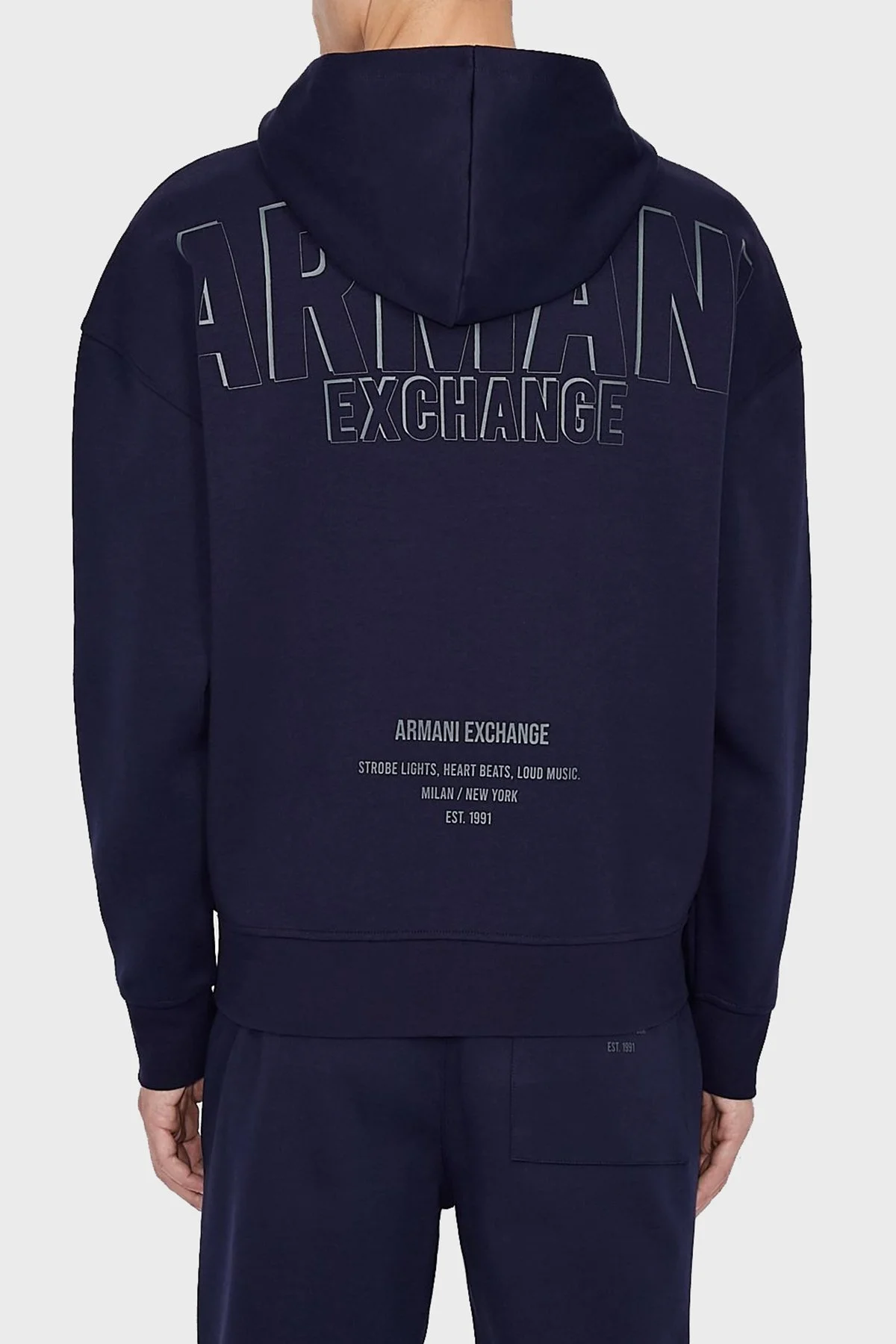 Armani Exchange Pamuklu Kapüşonlu Kanguru Cepli Regular Fit Erkek Sweat 6KZMGF ZJ5GZ 1505 LACİVERT - 2