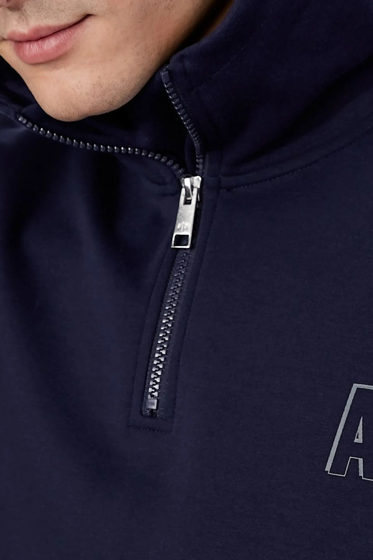 Armani Exchange Pamuklu Kapüşonlu Kanguru Cepli Regular Fit Erkek Sweat 6KZMGF ZJ5GZ 1505 LACİVERT - 4