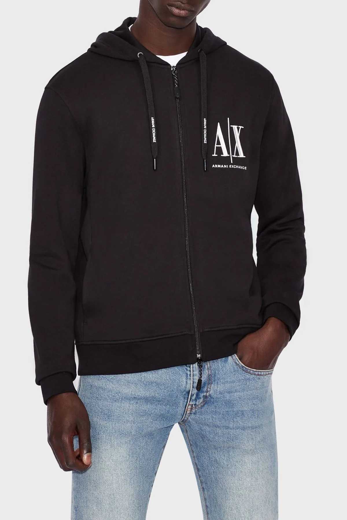 Armani Exchange % 100 Pamuklu Kapüşonlu Erkek Sweat 8NZMPP ZJ1ZZ 1200 SİYAH - 1