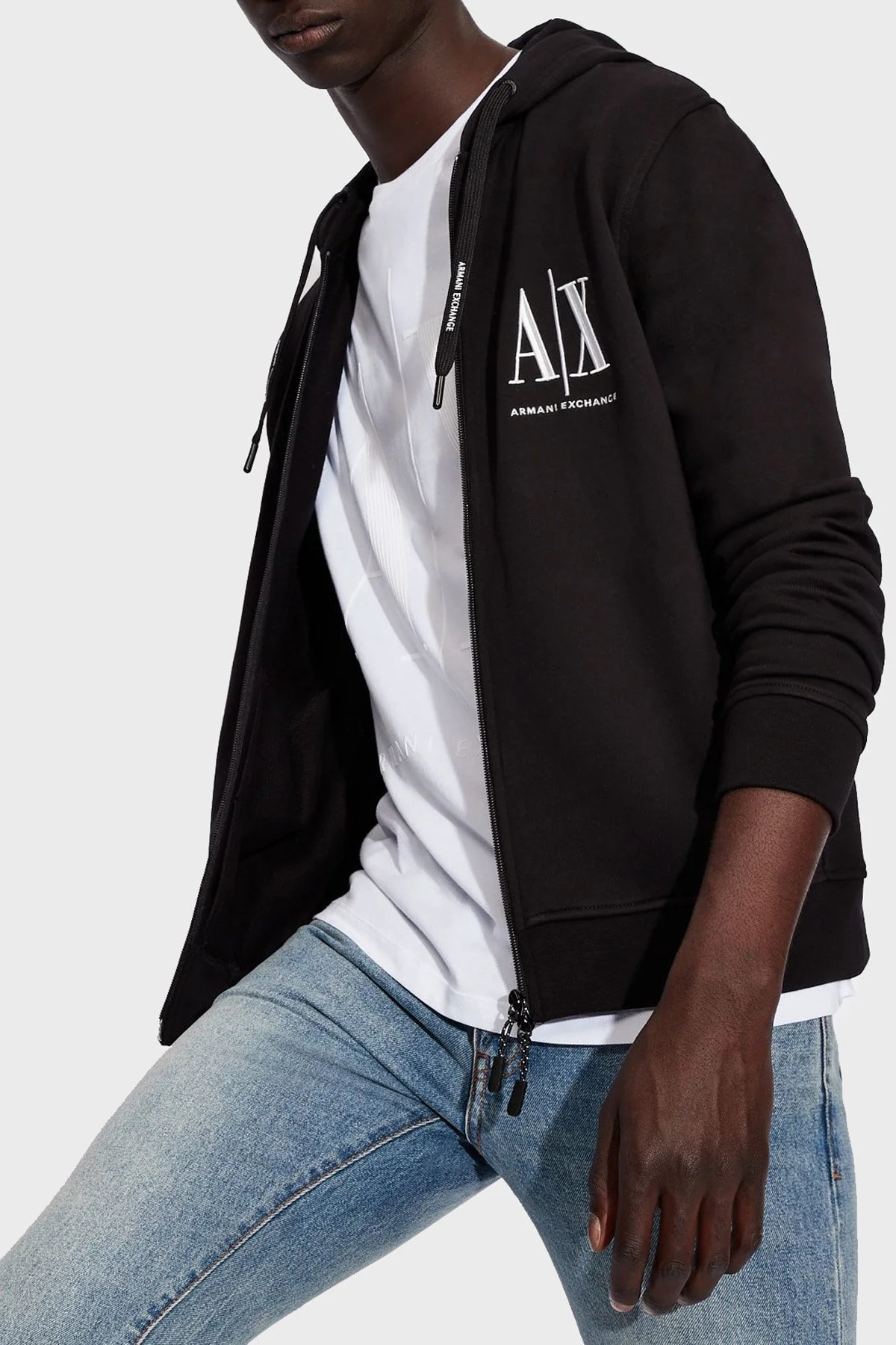 Armani Exchange % 100 Pamuklu Kapüşonlu Erkek Sweat 8NZMPP ZJ1ZZ 1200 SİYAH - 3