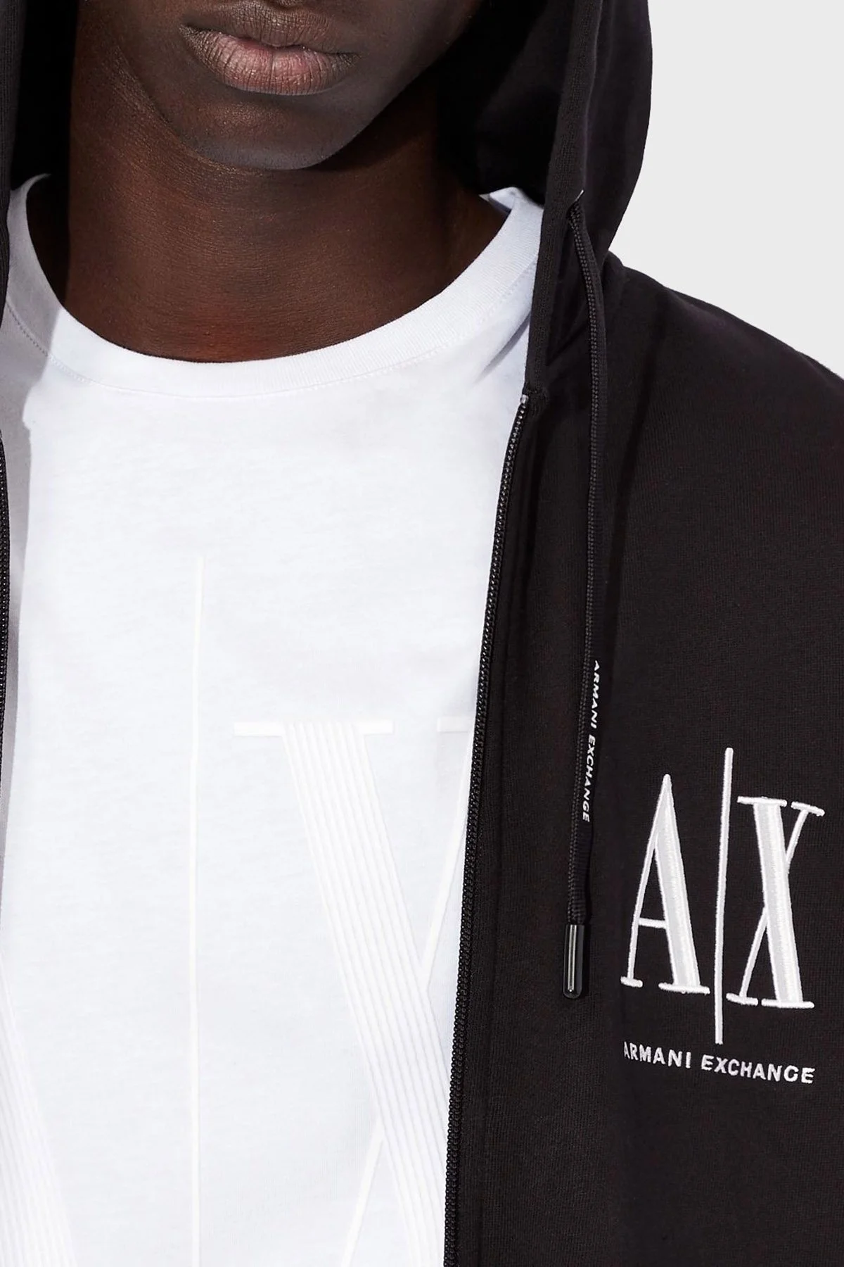 Armani Exchange % 100 Pamuklu Kapüşonlu Erkek Sweat 8NZMPP ZJ1ZZ 1200 SİYAH - 4