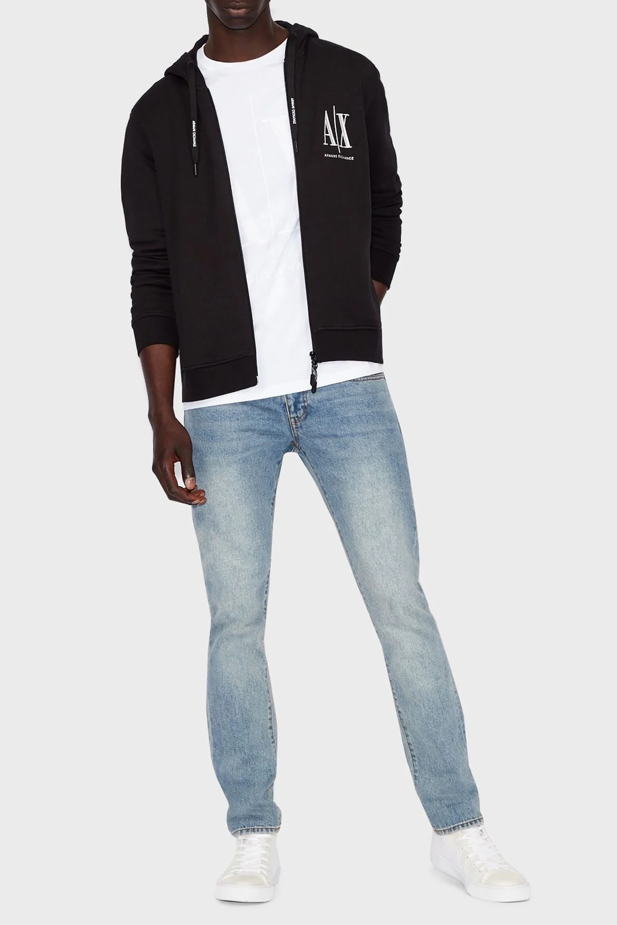 Armani Exchange % 100 Pamuklu Kapüşonlu Erkek Sweat 8NZMPP ZJ1ZZ 1200 SİYAH - 5