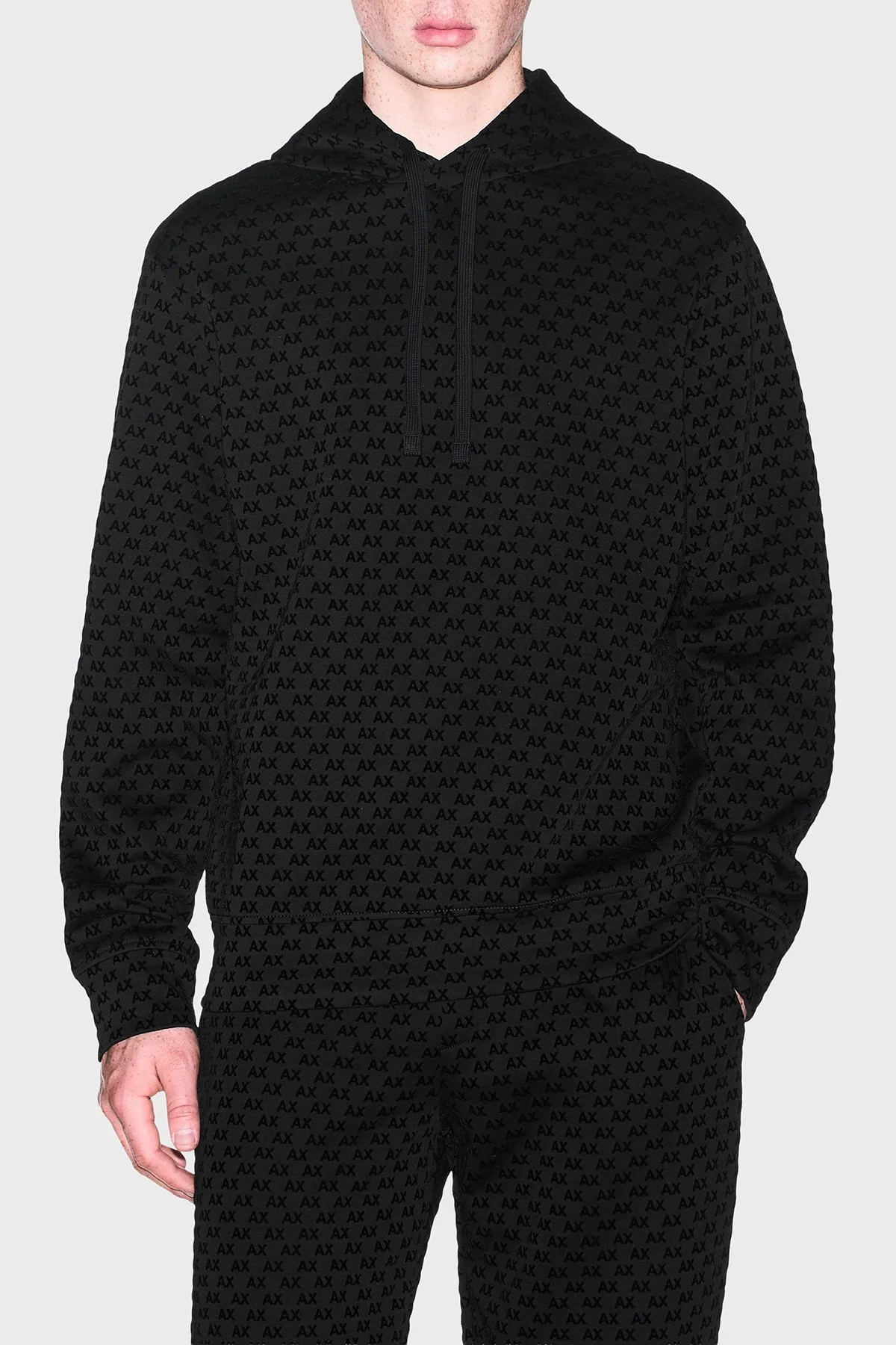 Armani Exchange Logolu Pamuklu Regular Fit Kapüşonlu Erkek Sweat XM002903 AF10818 UC001 Siyah - 1