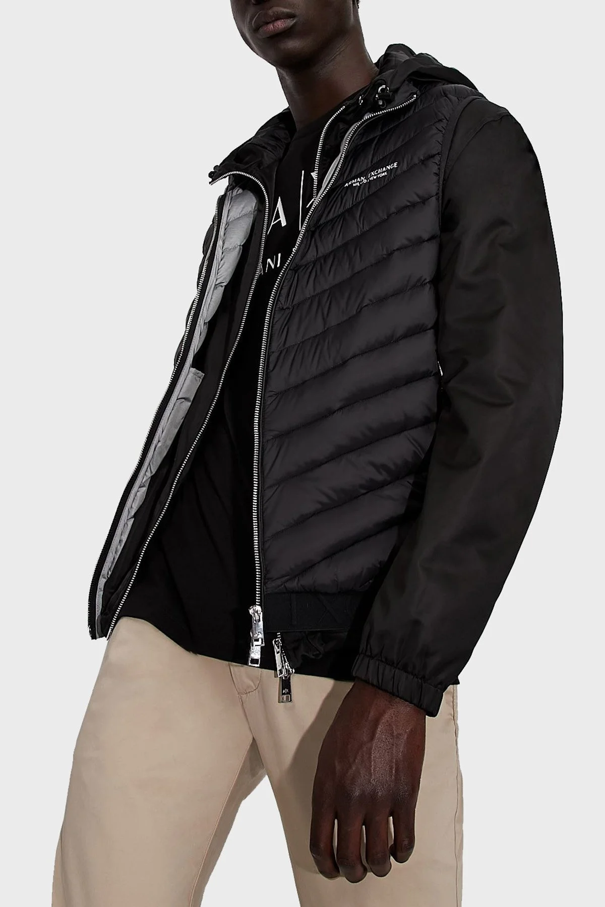 Armani Exchange Ördek Tüyü Dolgulu Dik Yaka Şişme Erkek Yelek 8NZQ52 ZNW3Z 0217 SİYAH - 4