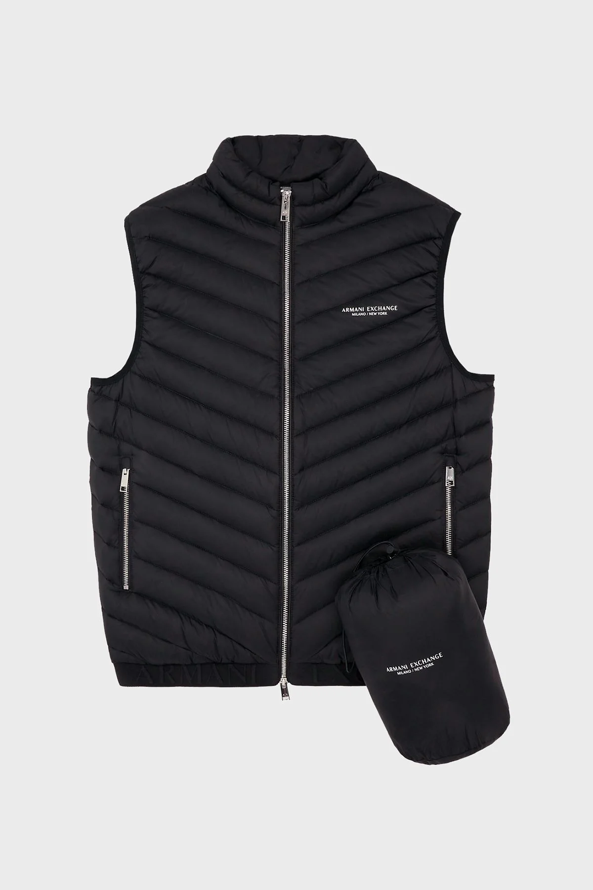 Armani Exchange Ördek Tüyü Dolgulu Dik Yaka Şişme Erkek Yelek 8NZQ52 ZNW3Z 0217 SİYAH - 6