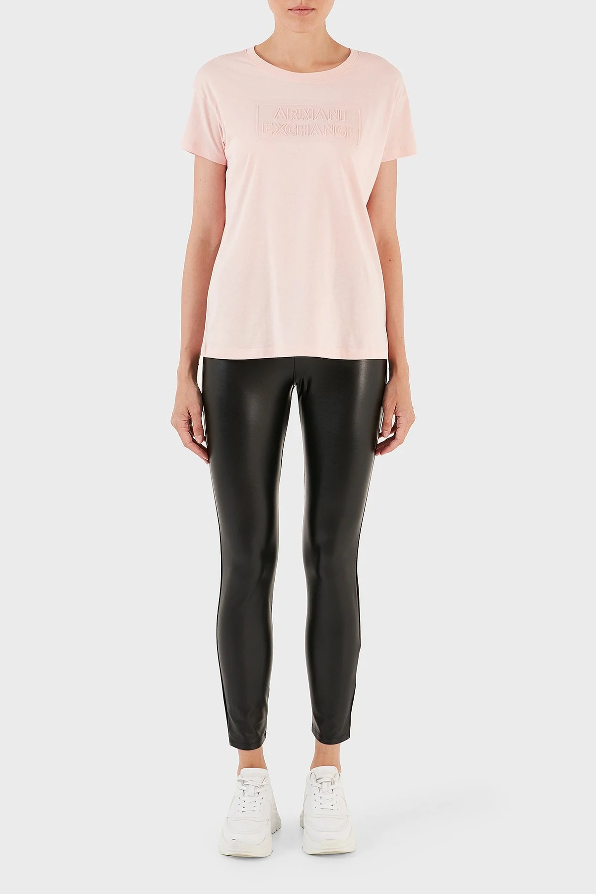 Armani Exchange Esnek Deri Görünümlü Slim Fit Tayt Kadın Pantolon 8NYPAQ YJERZ 1200 Siyah - 1