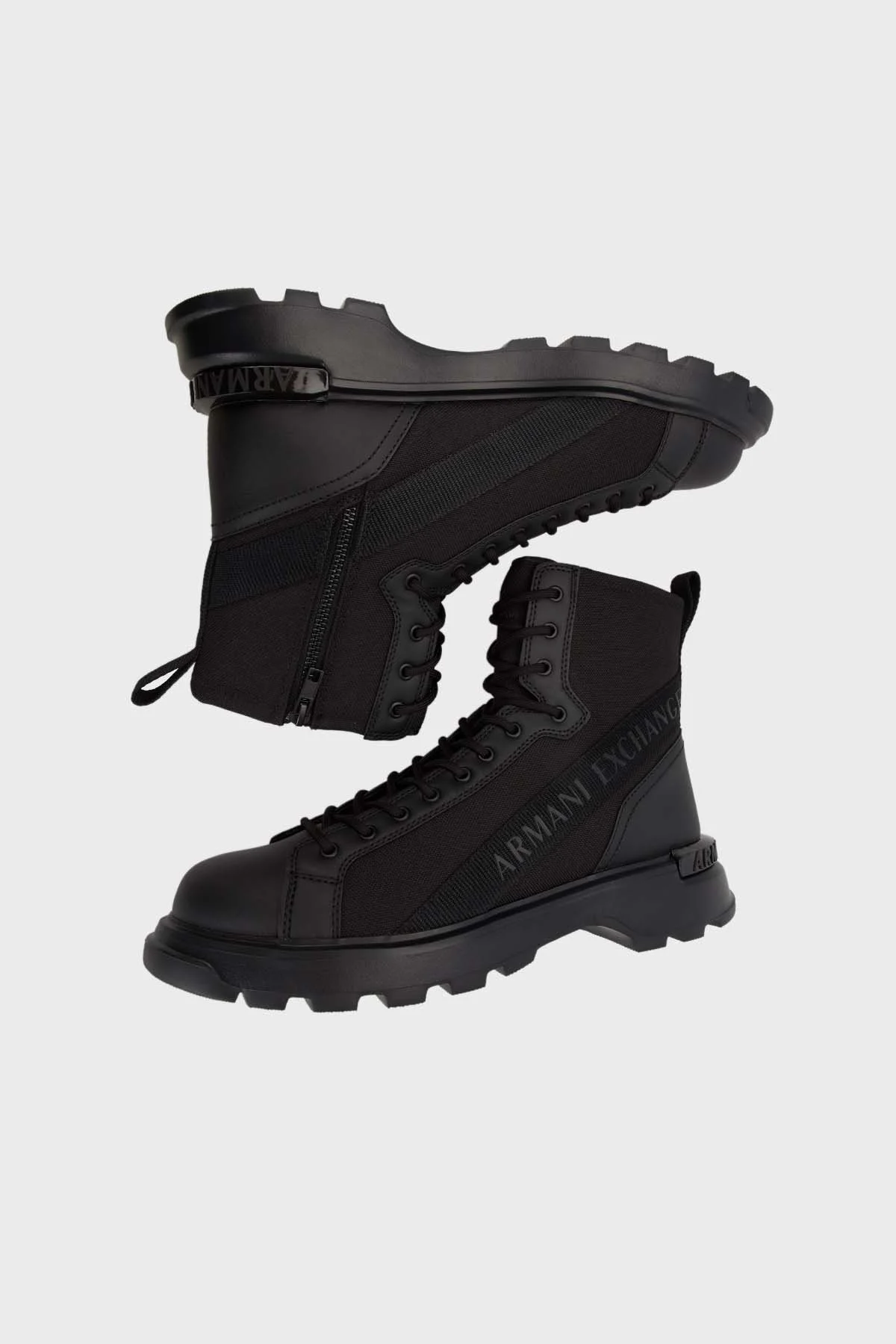 Armani Exchange Fermuarlı Bağcıklı Kalın Tabanlı Logolu Erkek Bot XUM011 XV614 K001 SİYAH - 5