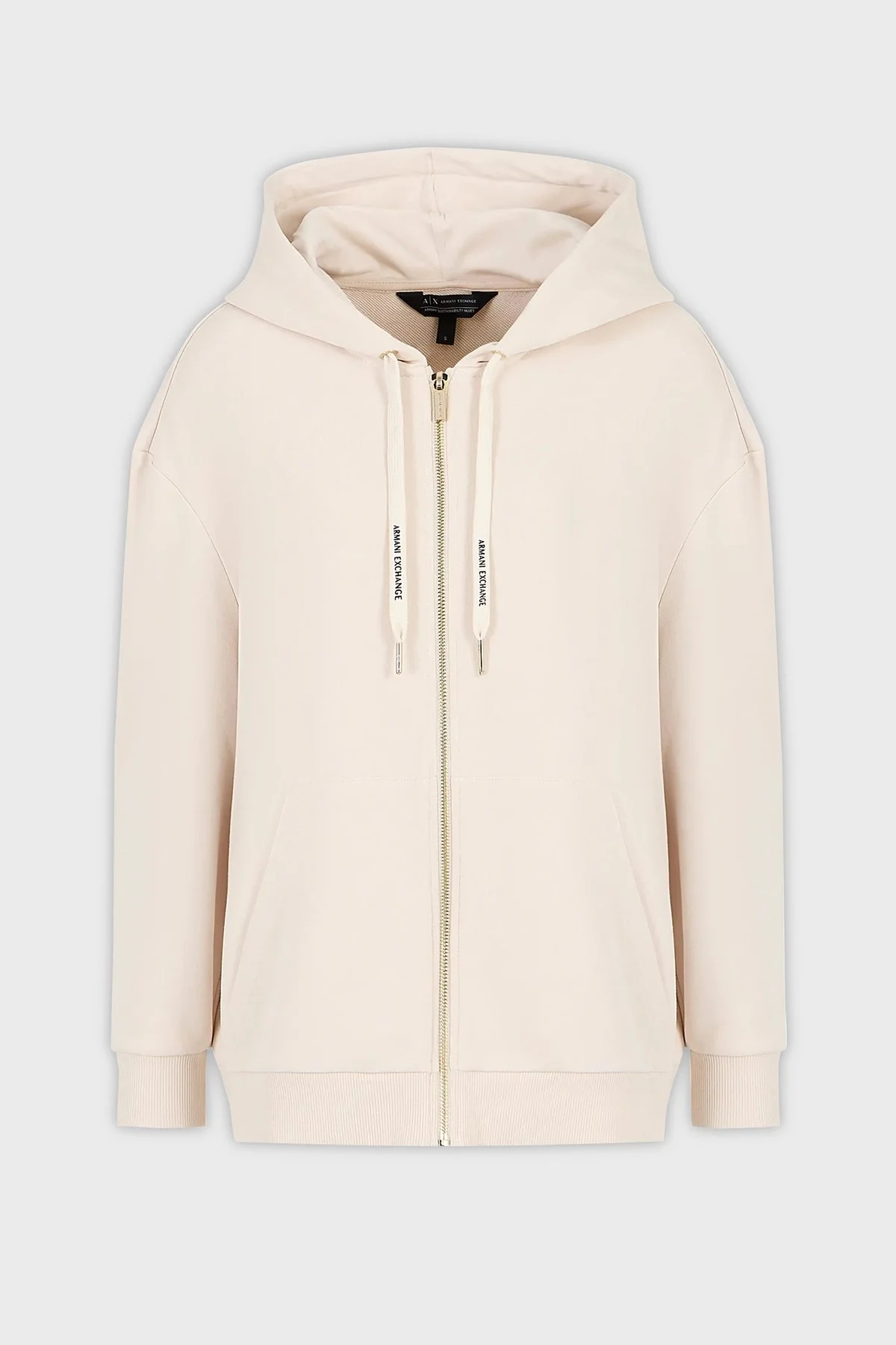 Armani Exchange Fermuarlı Kapüşonlu Pamuklu Regular Fit Bayan Sweat 6RYM10 YJDBZ 1783 BEJ - 5