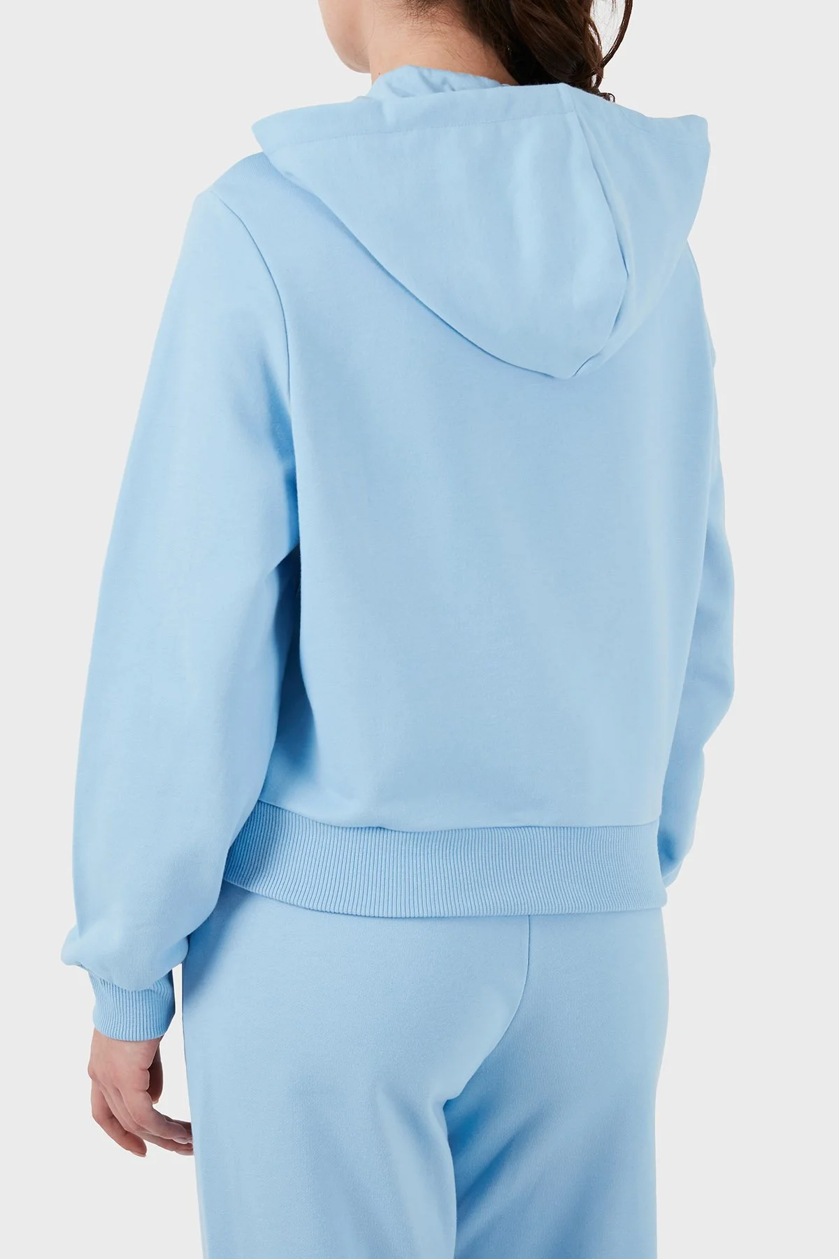 Armani Exchange Fermuarlı Kapüşonlu Regular Fit Kadın Sweat 3DYM33 YJFEZ 15DD MAVİ - 5
