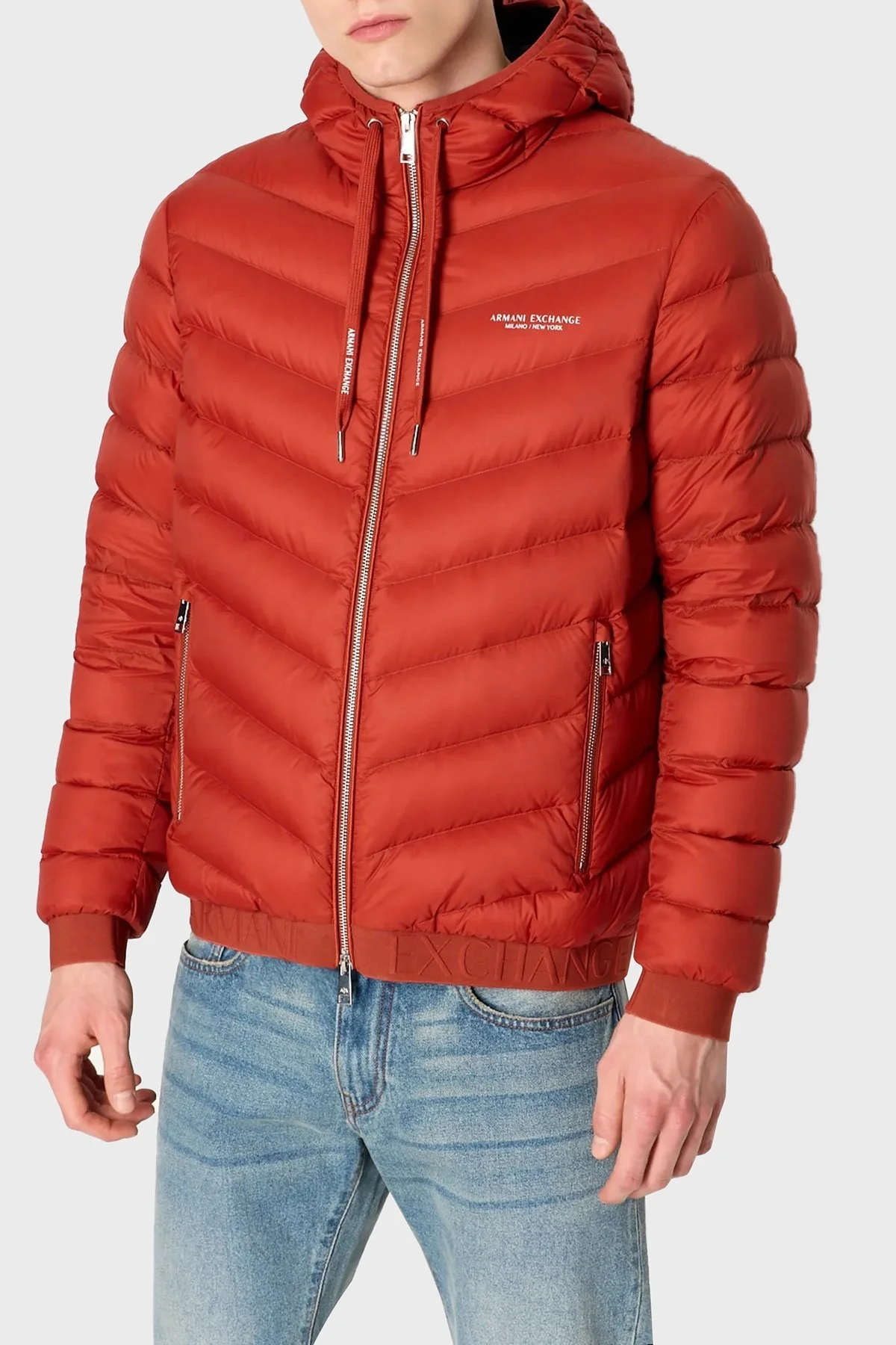 Armani Exchange Fermuarlı Kapüşonlu Regular Fit Şişme Erkek Mont 8NZB53 ZNW3Z 24AC KIRMIZI-SİYAH - 1