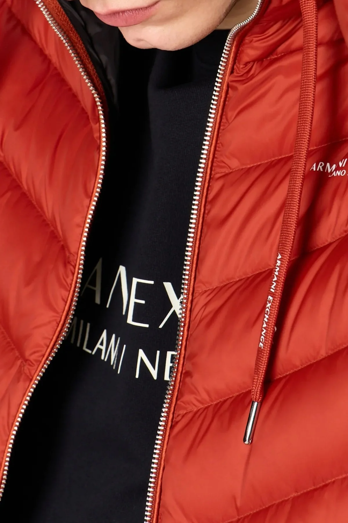 Armani Exchange Fermuarlı Kapüşonlu Regular Fit Şişme Erkek Mont 8NZB53 ZNW3Z 24AC KIRMIZI-SİYAH - 5