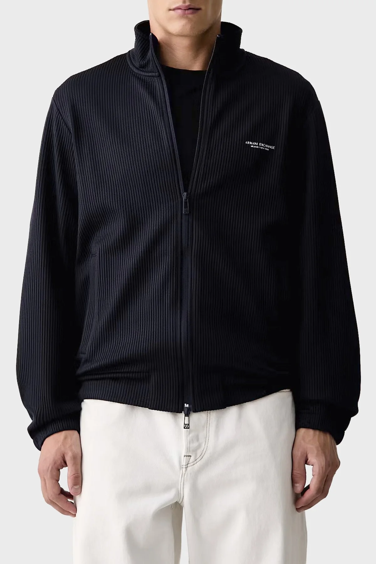 Armani Exchange Fitilli Dik Yaka Fermuarlı Erkek Sweat XM003425 AF28569 UB101 Lacivert - 1