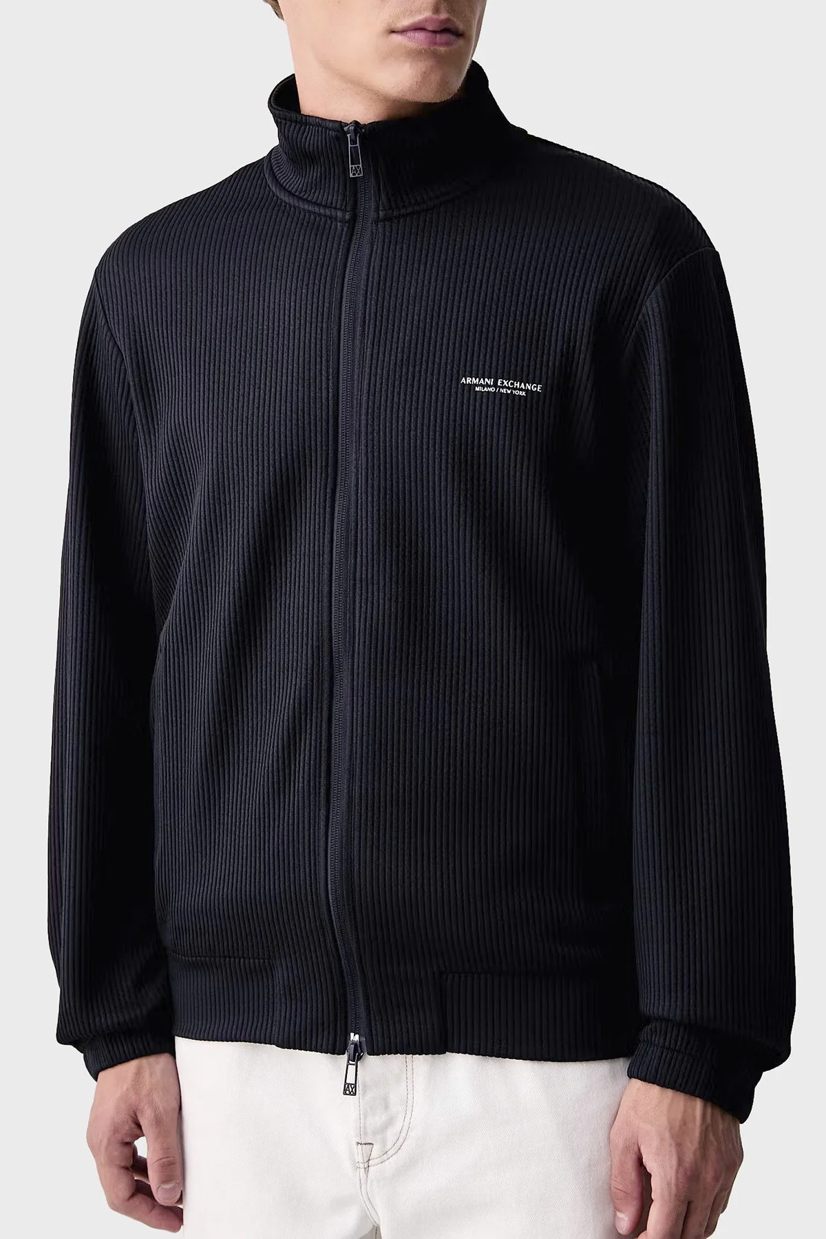 Armani Exchange Fitilli Dik Yaka Fermuarlı Erkek Sweat XM003425 AF28569 UB101 Lacivert - 4