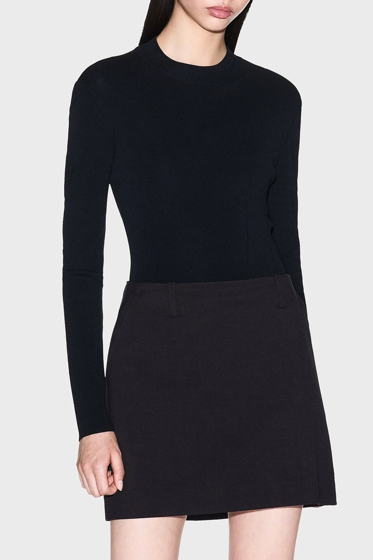 Armani Exchange Fitilli Slim Fit Bisiklet Yaka Basic Bayan Kazak XW000763 AF10352 UC001 SİYAH - 1