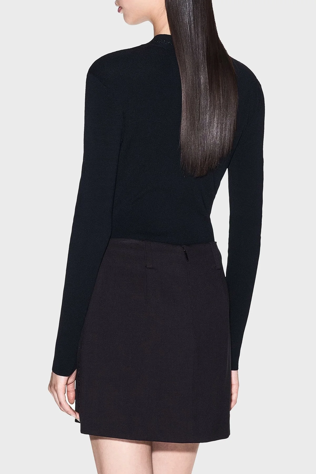 Armani Exchange Fitilli Slim Fit Bisiklet Yaka Basic Bayan Kazak XW000763 AF10352 UC001 SİYAH - 3