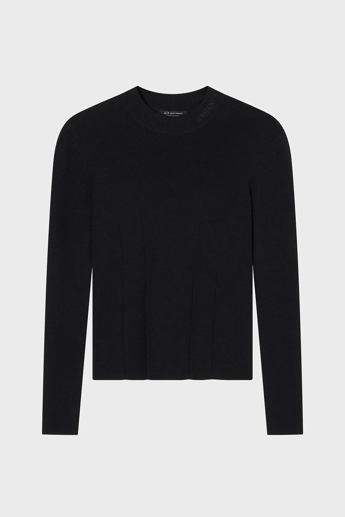 Armani Exchange Fitilli Slim Fit Bisiklet Yaka Basic Bayan Kazak XW000763 AF10352 UC001 SİYAH - 5