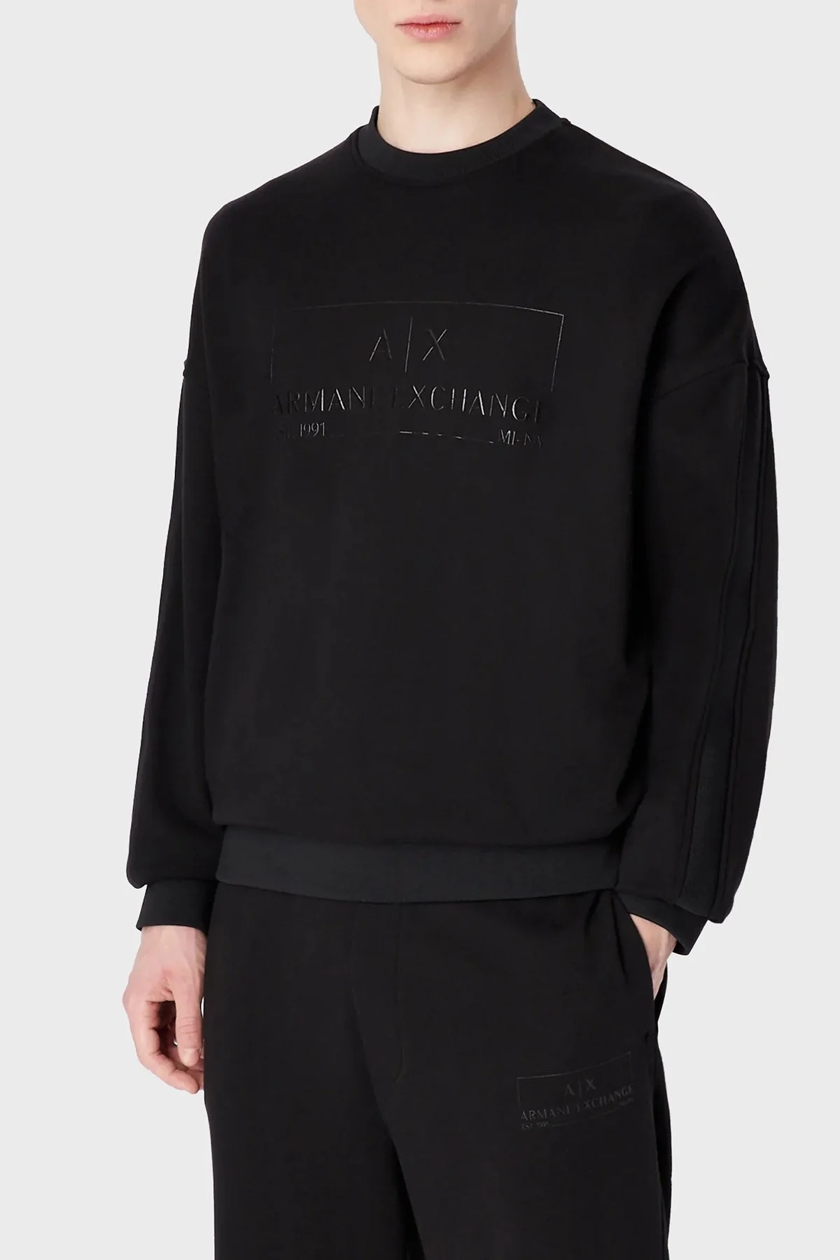 Armani Exchange Fransız Havlu Kumaşlı Organik Pamuklu Erkek Sweat 3RZMHG ZJ7KZ 1200 SİYAH - 1