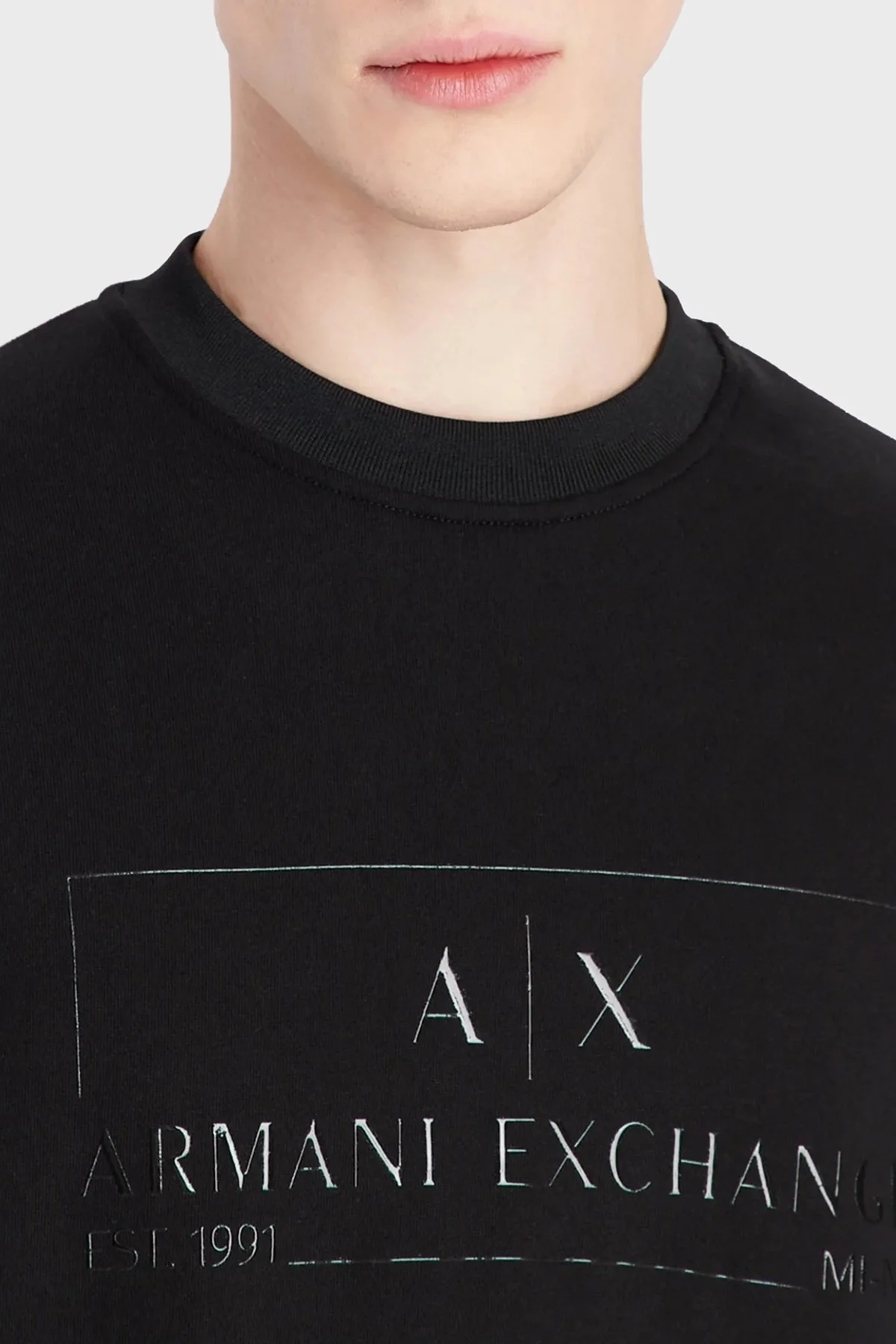 Armani Exchange Fransız Havlu Kumaşlı Organik Pamuklu Erkek Sweat 3RZMHG ZJ7KZ 1200 SİYAH - 2