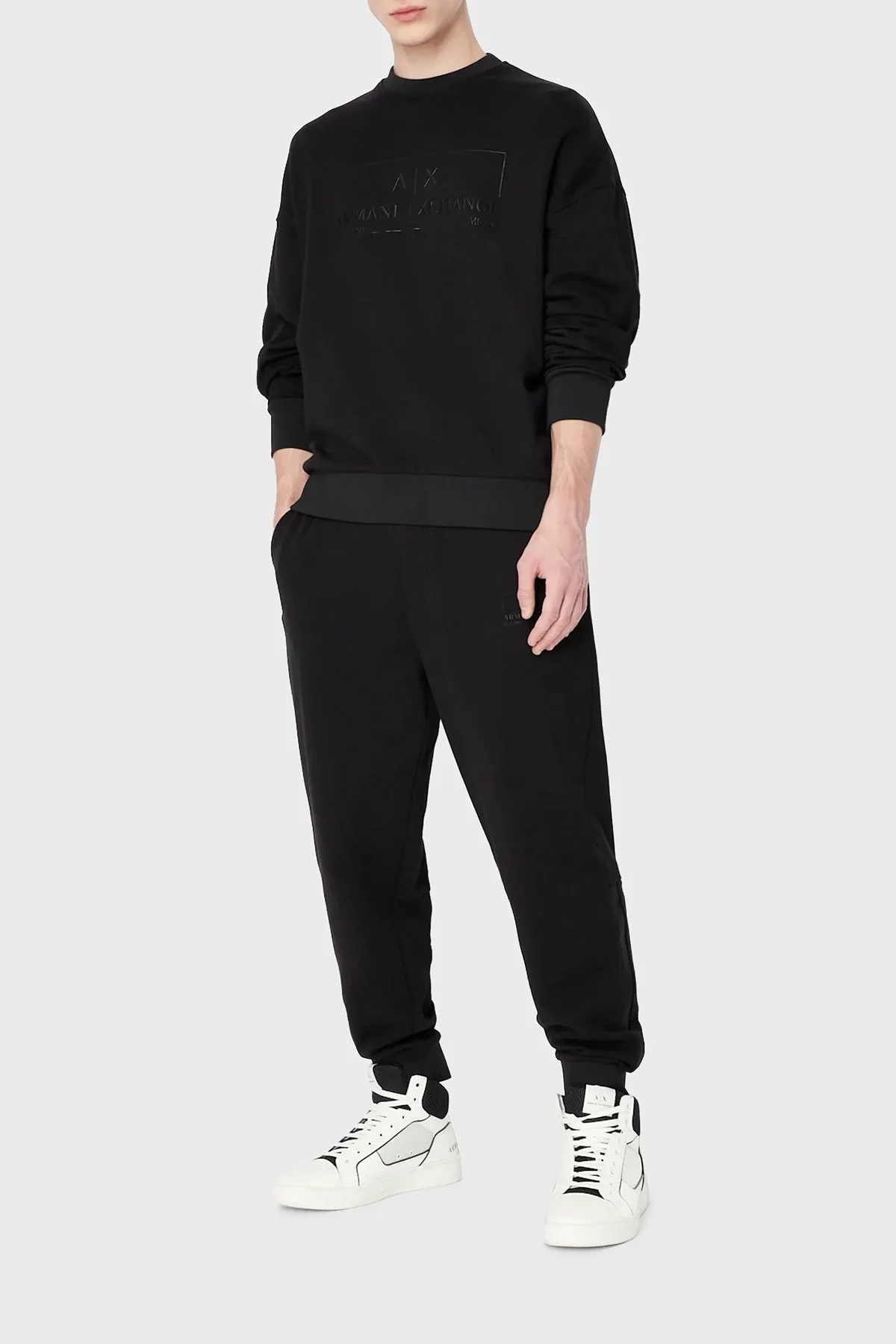 Armani Exchange Fransız Havlu Kumaşlı Organik Pamuklu Erkek Sweat 3RZMHG ZJ7KZ 1200 SİYAH - 3