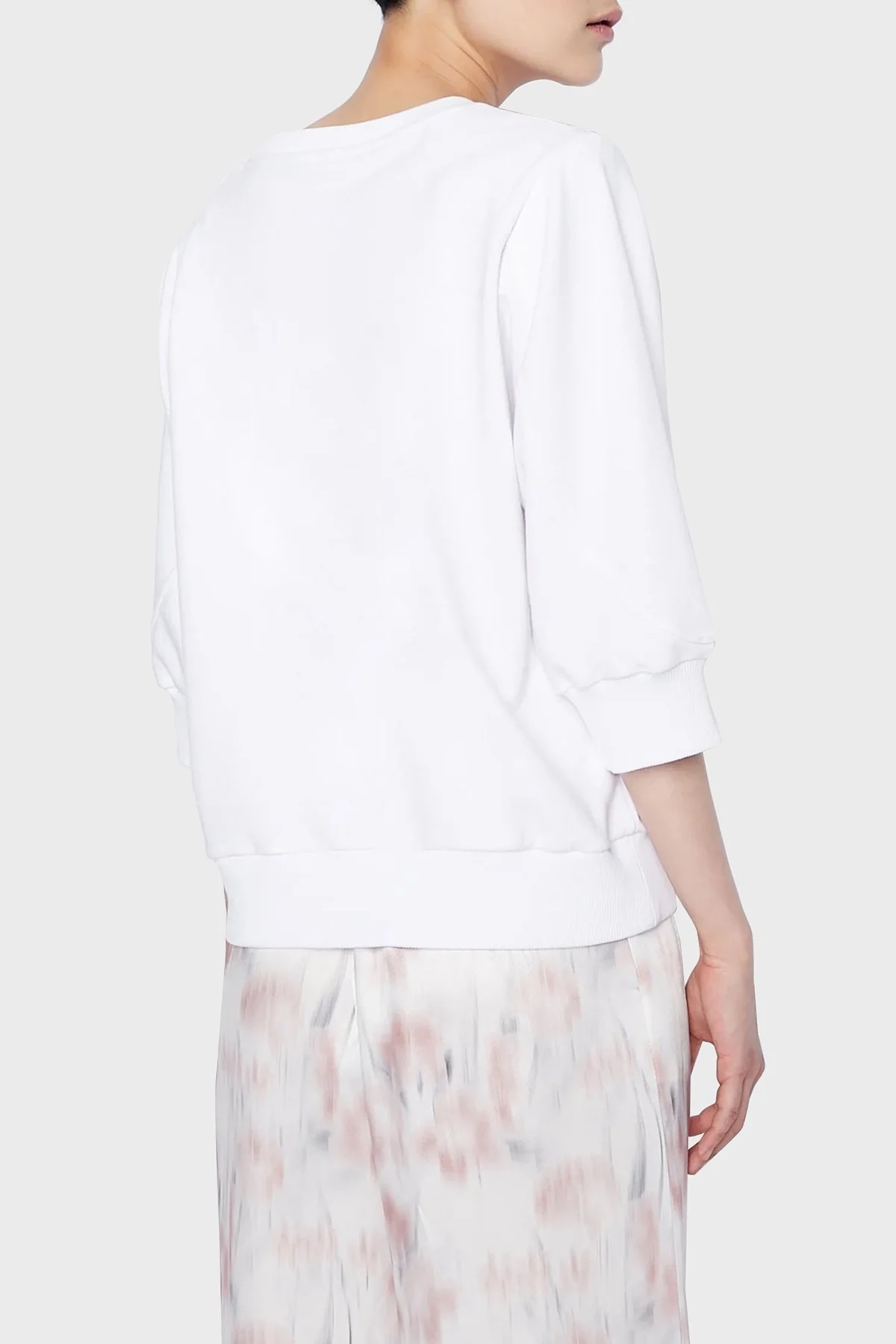 Armani Exchange Fransız Havlu Kumaşlı Pamuklu Truvakar Kol Bisiklet Yaka Bayan Sweat 3RYM84 YJDSZ 1000 BEYAZ - 2