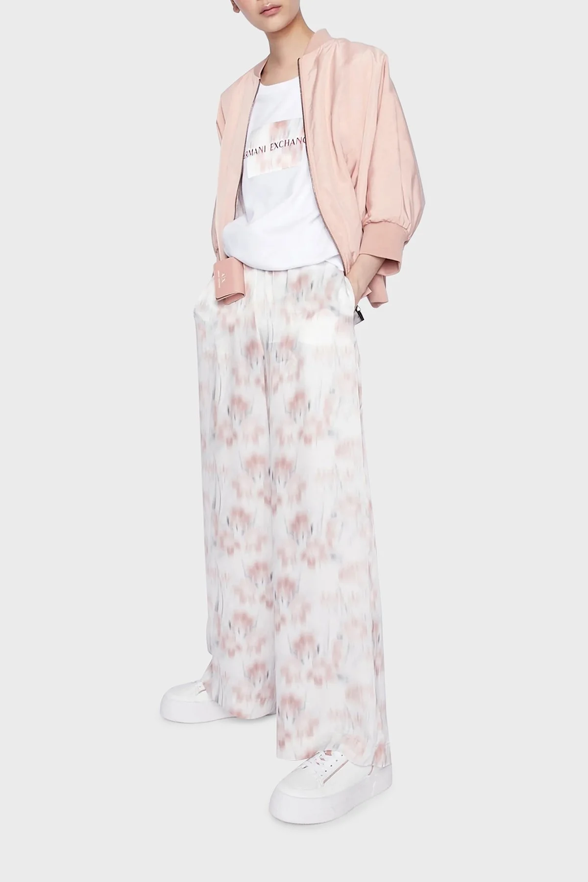 Armani Exchange Fransız Havlu Kumaşlı Pamuklu Truvakar Kol Bisiklet Yaka Bayan Sweat 3RYM84 YJDSZ 1000 BEYAZ - 3