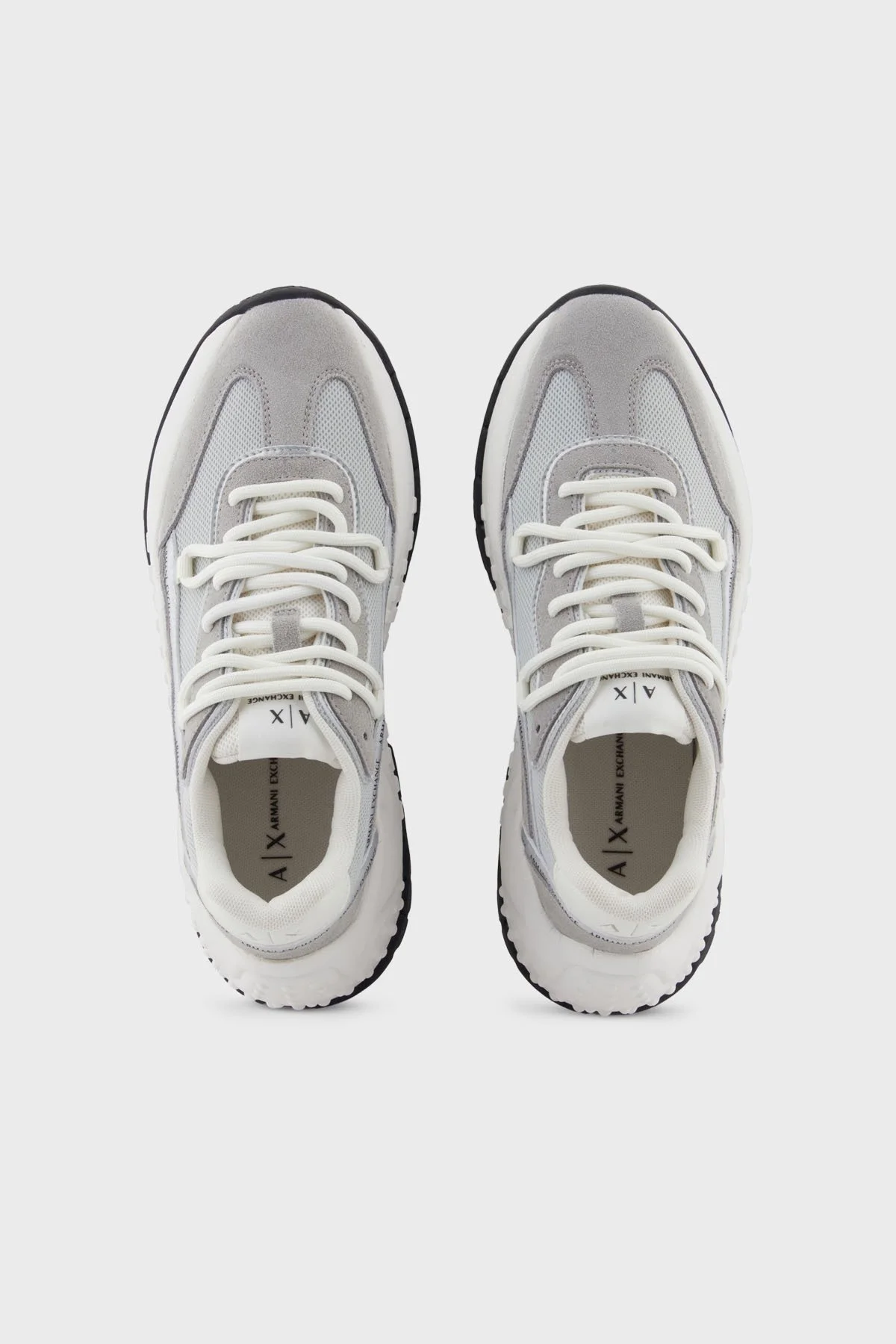 Armani Exchange Hakiki Deri Karışımlı Süet Detaylı Kalın Taban Sneaker Bayan Ayakkabı XW001627 AF17447 MZ293 GRİ-BEYAZ - 9